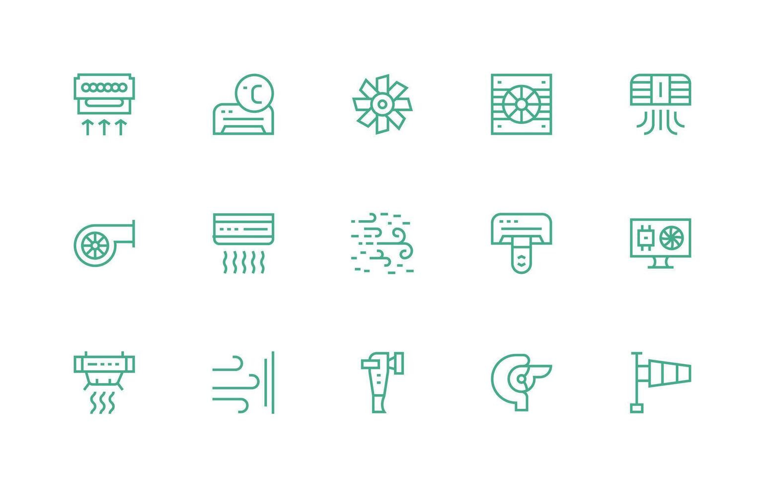 15 Icons for Airflow in Regular Line Format Reliable Icons for All Interfaces vector