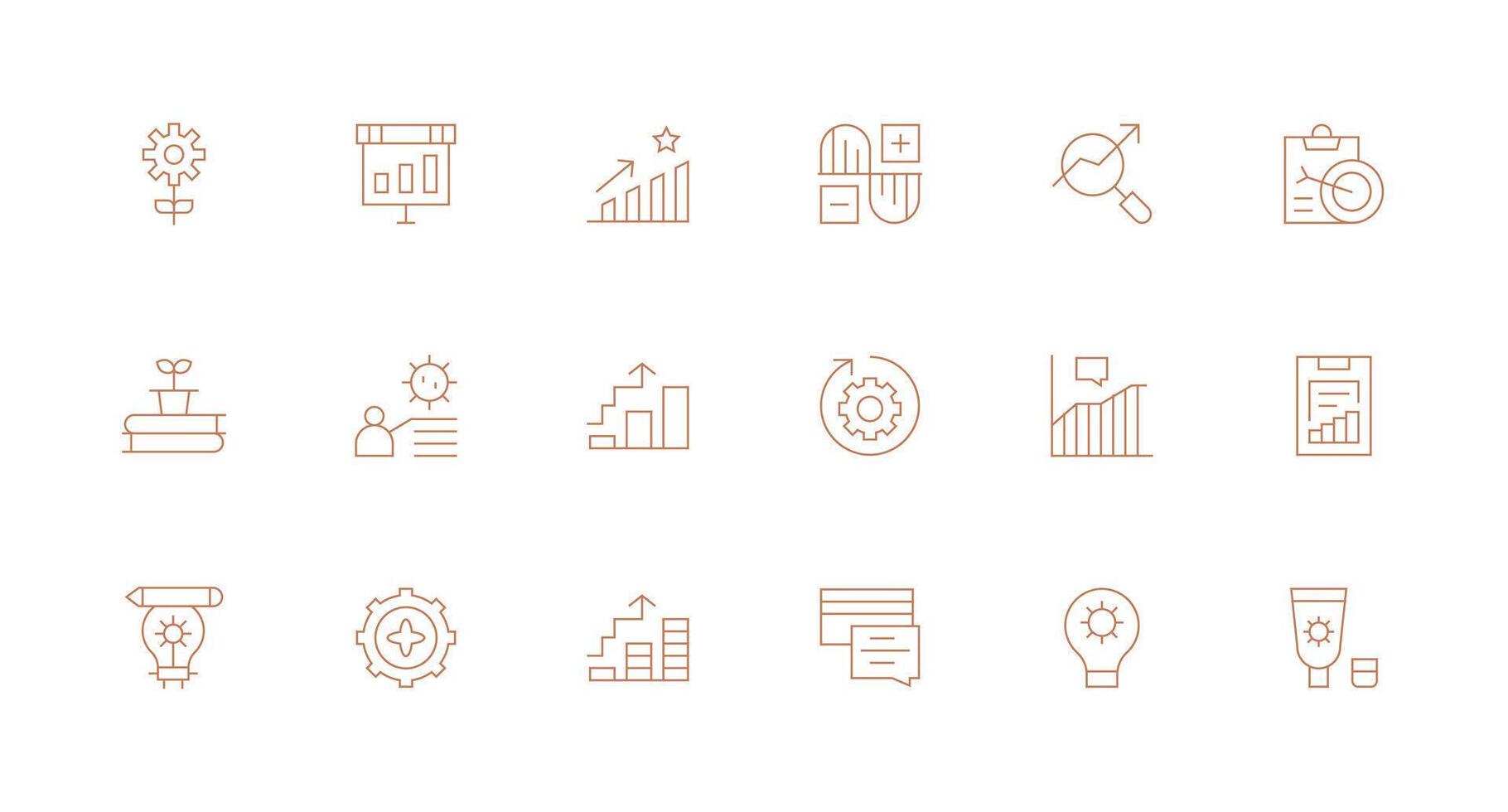 Improvement Visual Pack containing 18 Minimal Line Icons Basic Icon Series vector