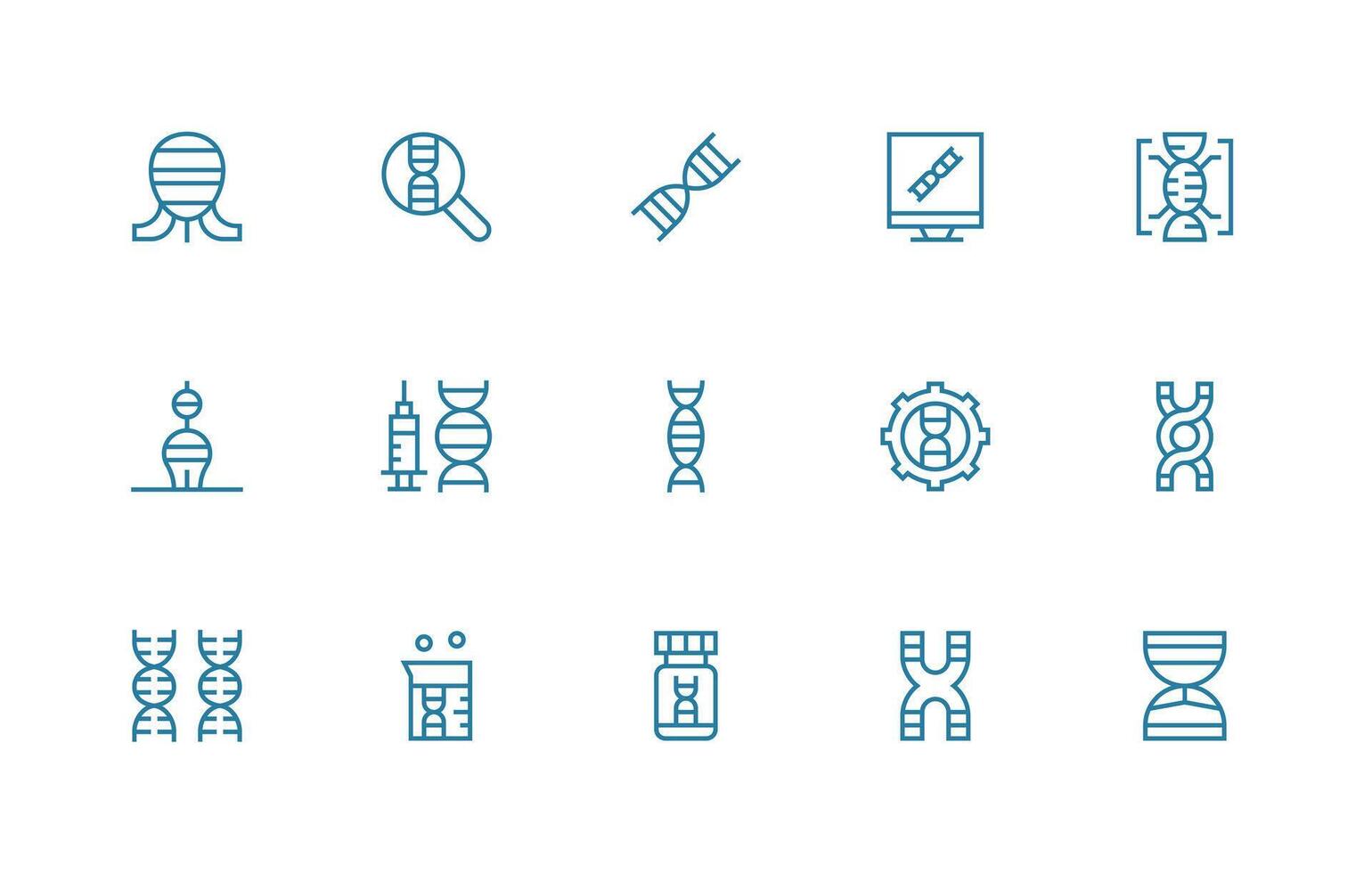 15 Regular Line Vectors for Gene Theme Icons Built for Visual Consistency Pack