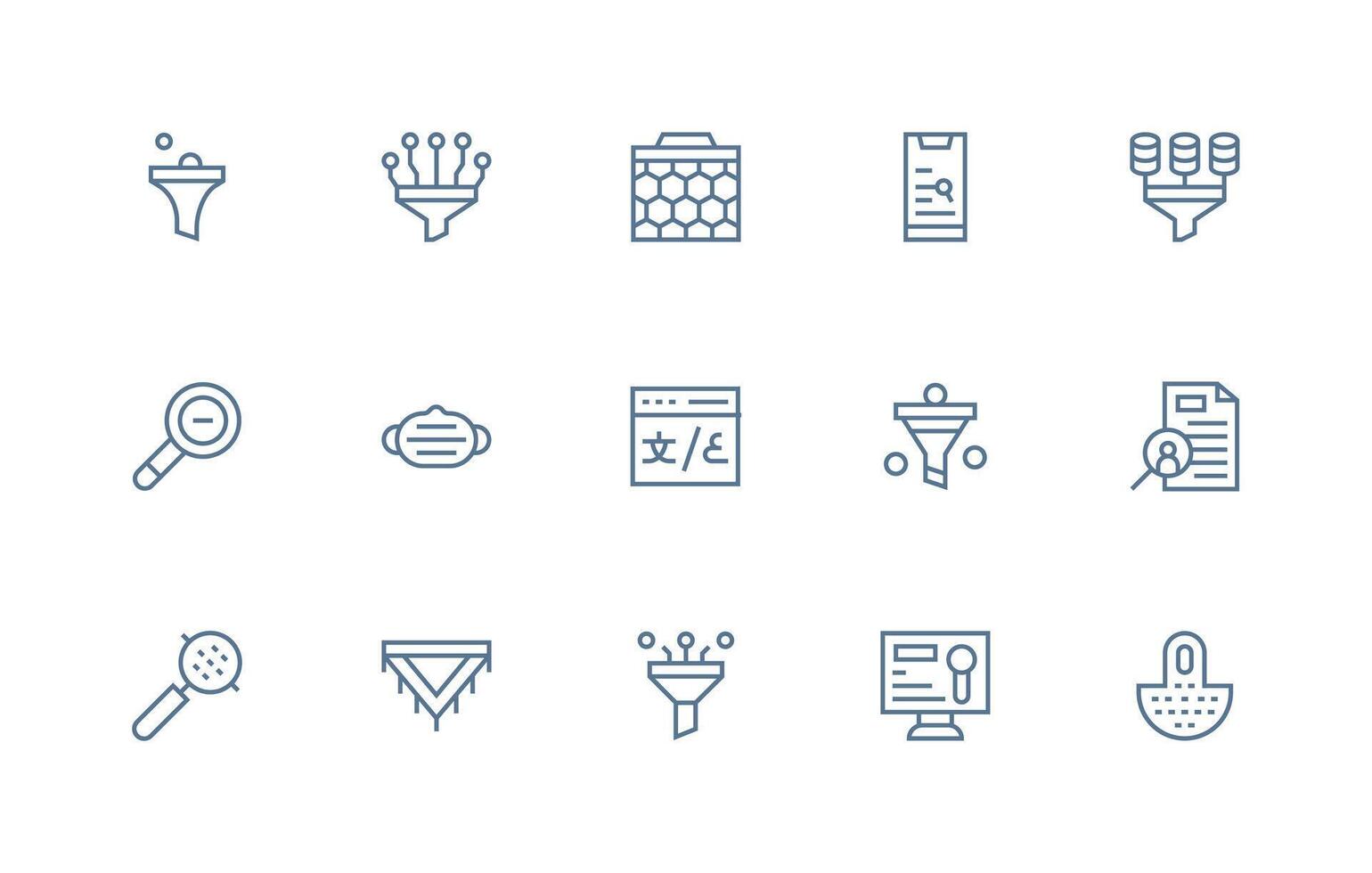 15 Regular Line Vectors for Filtering Theme Multi-Style Icons for Creative Projects