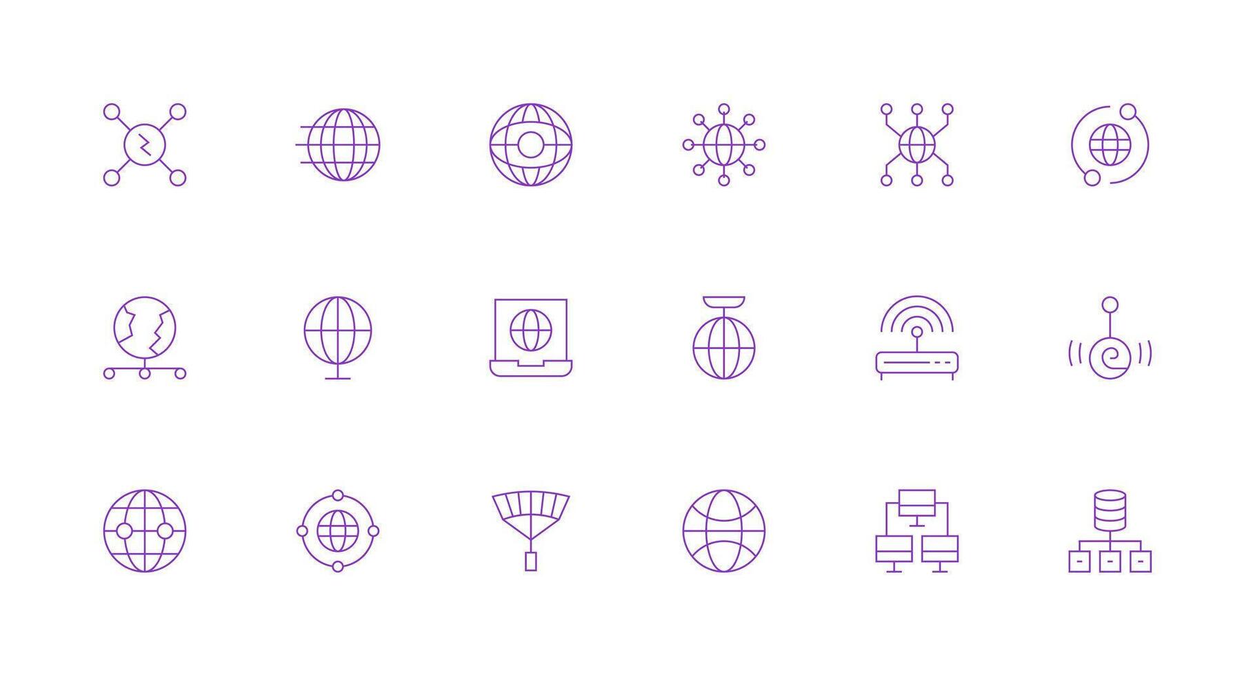 18 Icons for Network Connection in Minimal Line Format Organized Glyph Icons for Fast Design vector