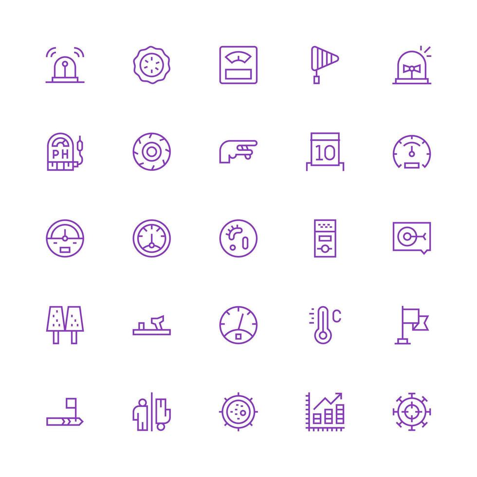 25 Medium Stroke Outline Icons for Indicator Graphics Functional Icon Series vector