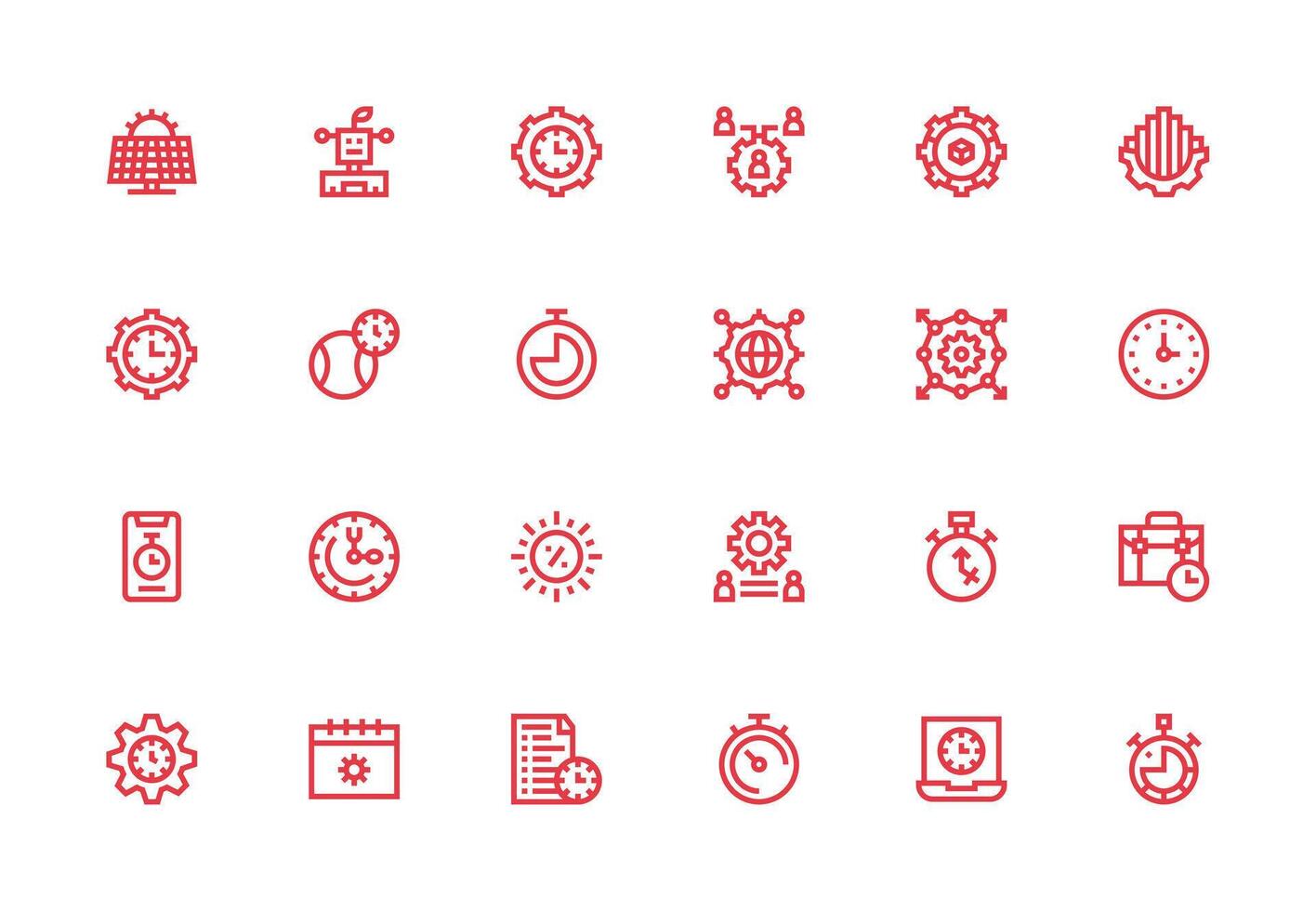 Efficiency featuring 24 Icons in Thick Line Line Design Scalable Icons for All Themes vector