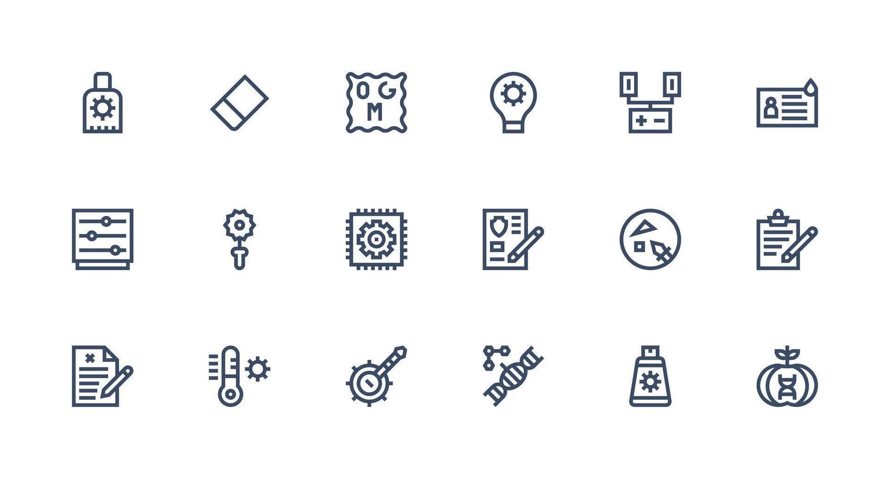 Strong Stroke Line Style Modification Icons with 18 Vectors Icon Set for Web