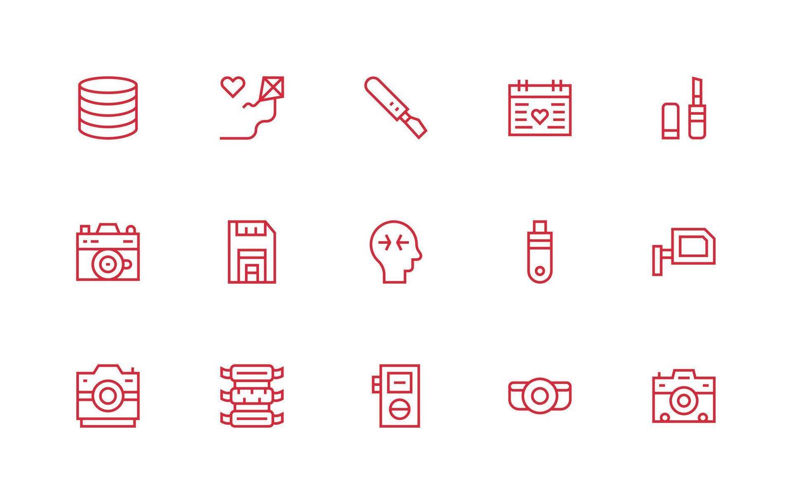 Memory featuring 15 Icons in Regular Line Design Web Icon Collection vector