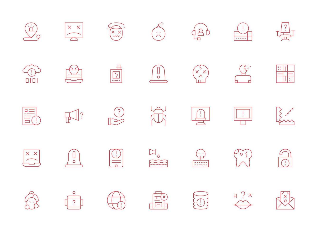 Problem Visual Pack containing 35 Light Line Icons Icon Pack for Various Themes vector
