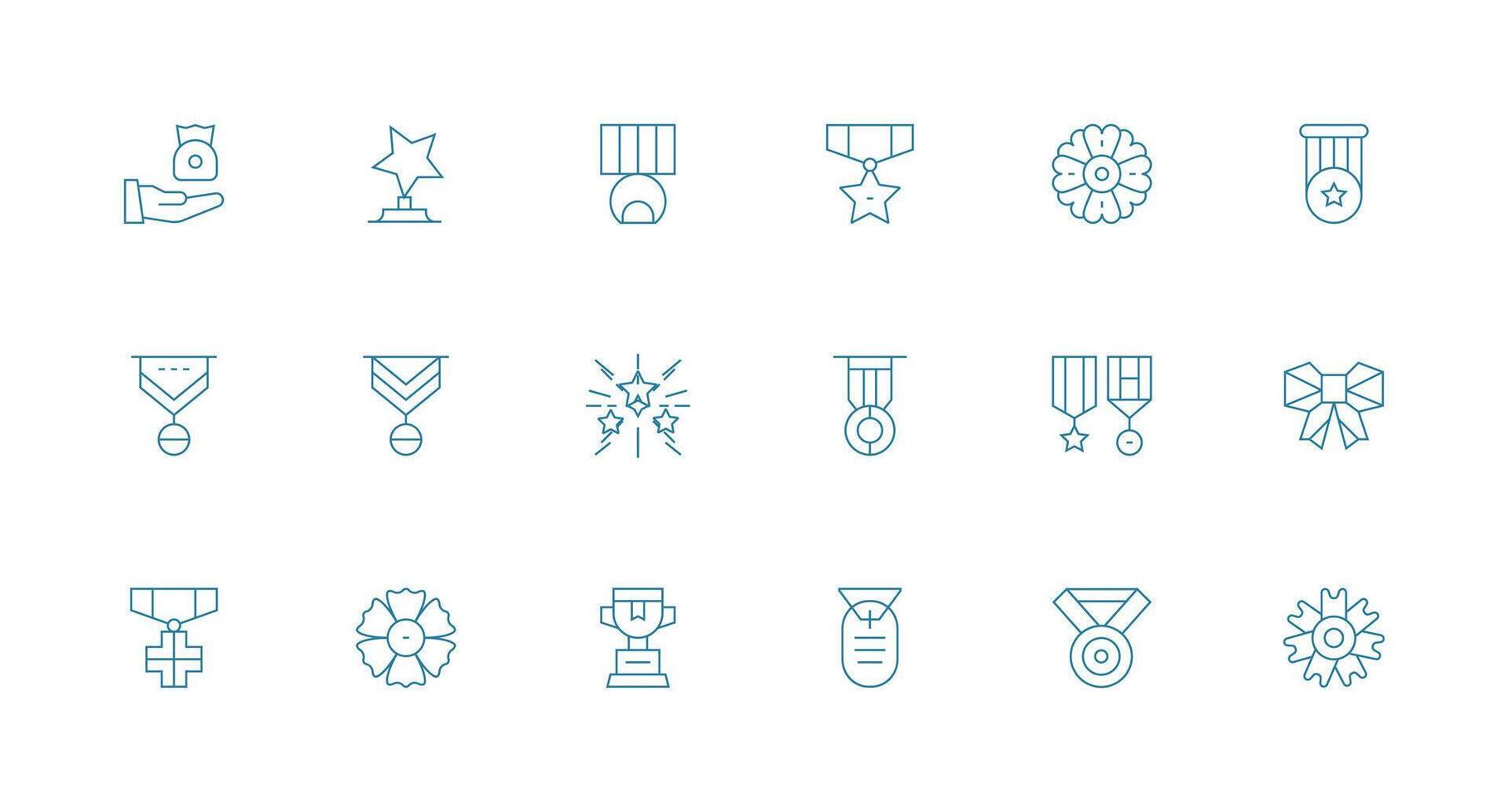 Commendation Icon Collection with 18 Minimal Line Designs Icon Set for Web vector