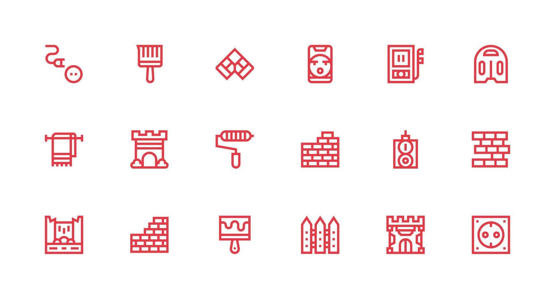 Strong Stroke Line Icons from Wall Set with 18 Vectors UI and UX Focused Icon Collection