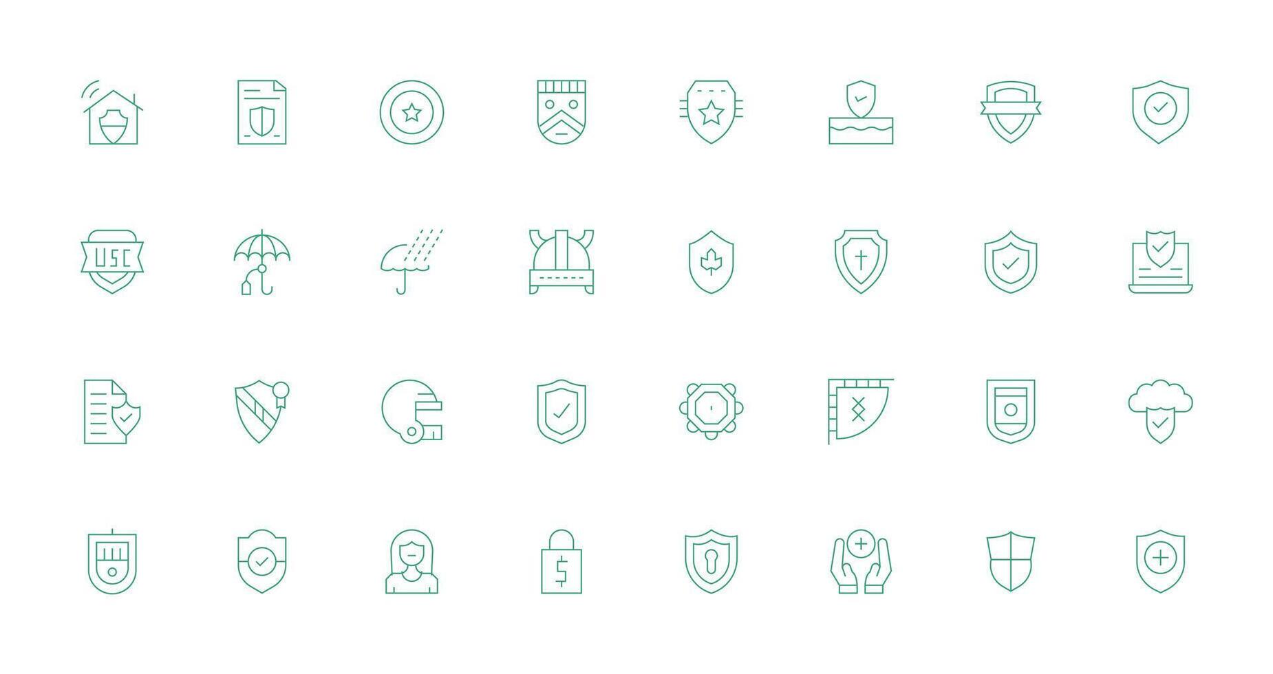 Shield Set with 32 Thin Line Icons Clean Icon Set Icon Pack for UI Projects vector