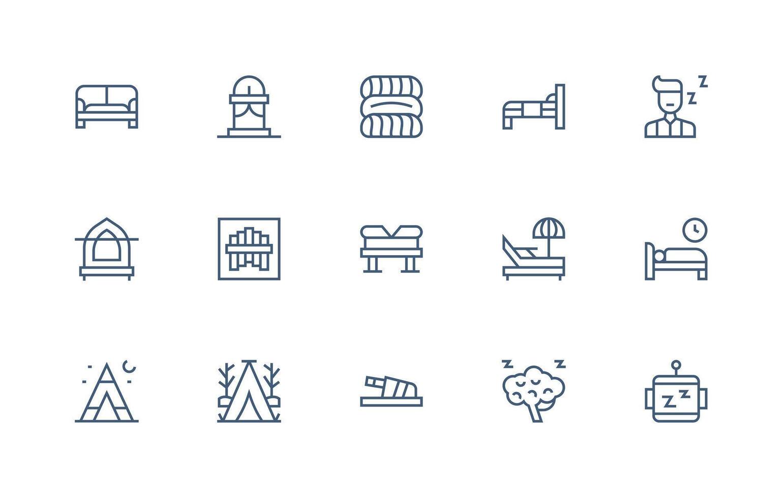 Rest featuring 15 Icons in Regular Line Design Detailed Icon Collection for Design Systems vector