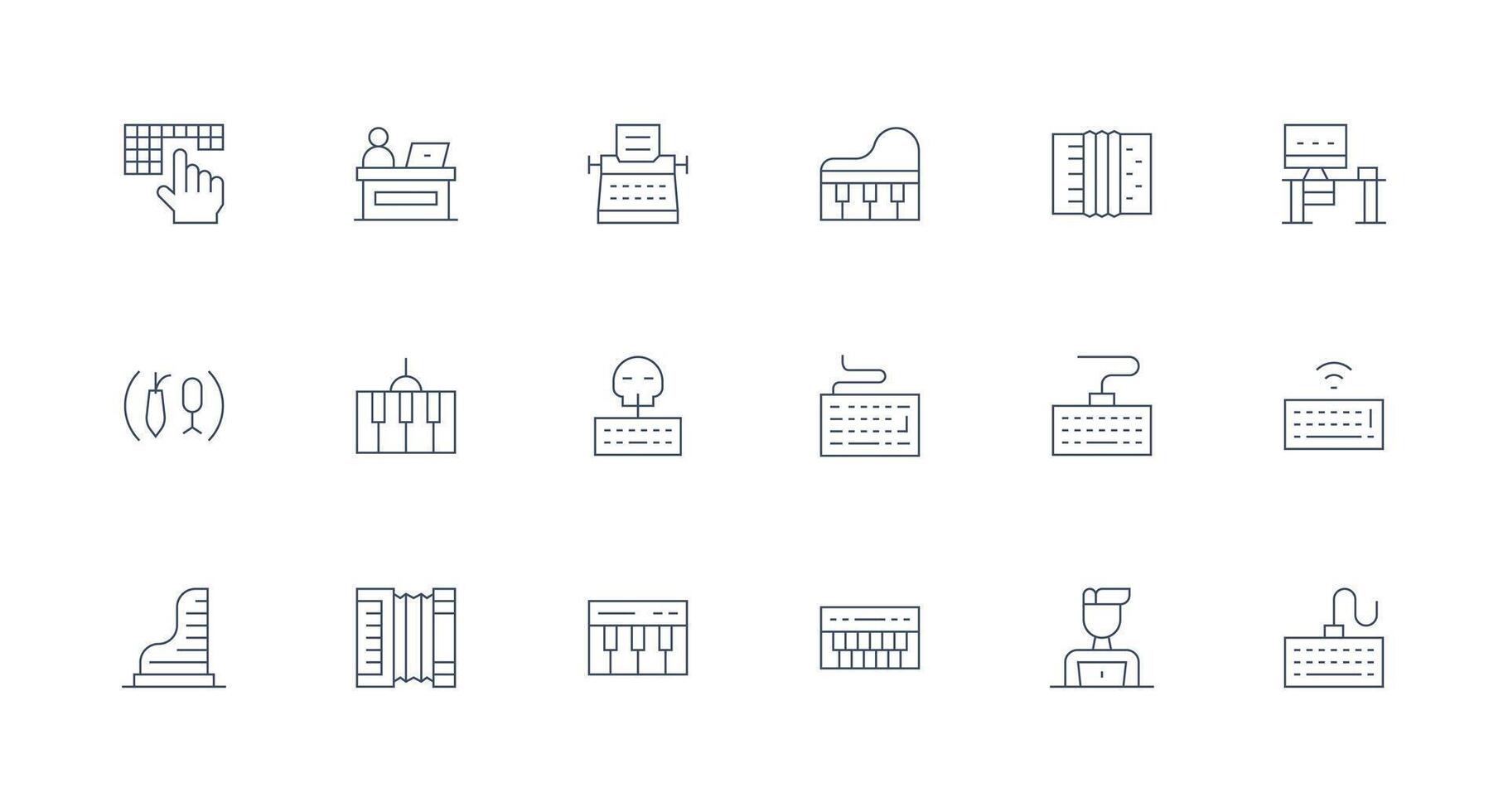 Keyboard including 18 Minimal Line Illustrations Simple Icons for Interface and Wireframes vector