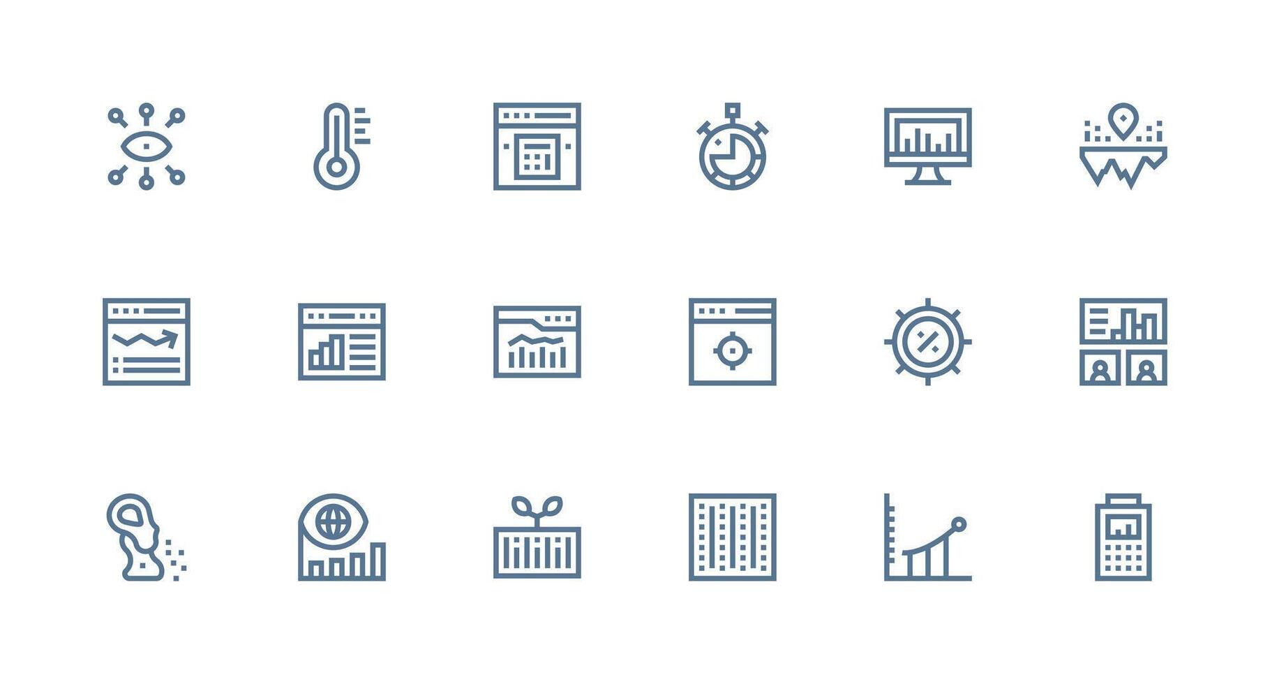 18 Strong Stroke Line Vectors for Analytics Theme Fully Editable Icon Set for Web