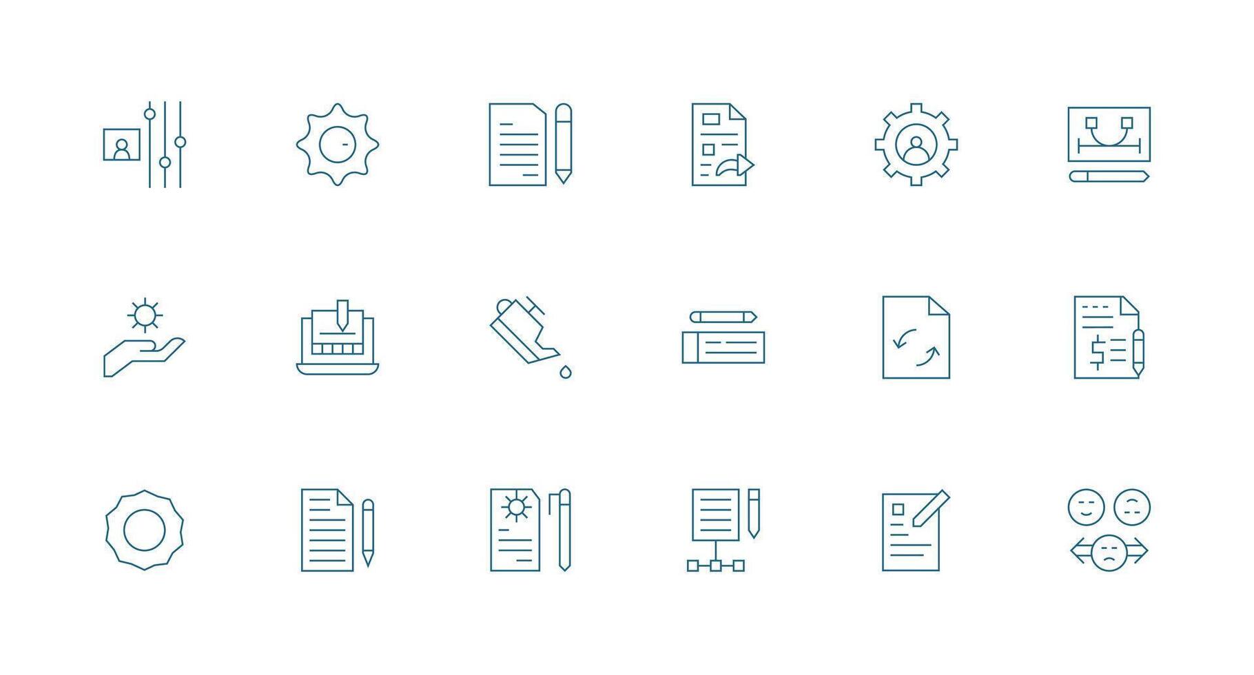 Change Icon Set with 18 Minimal Line Graphics Fully Editable Icon Set for Web vector