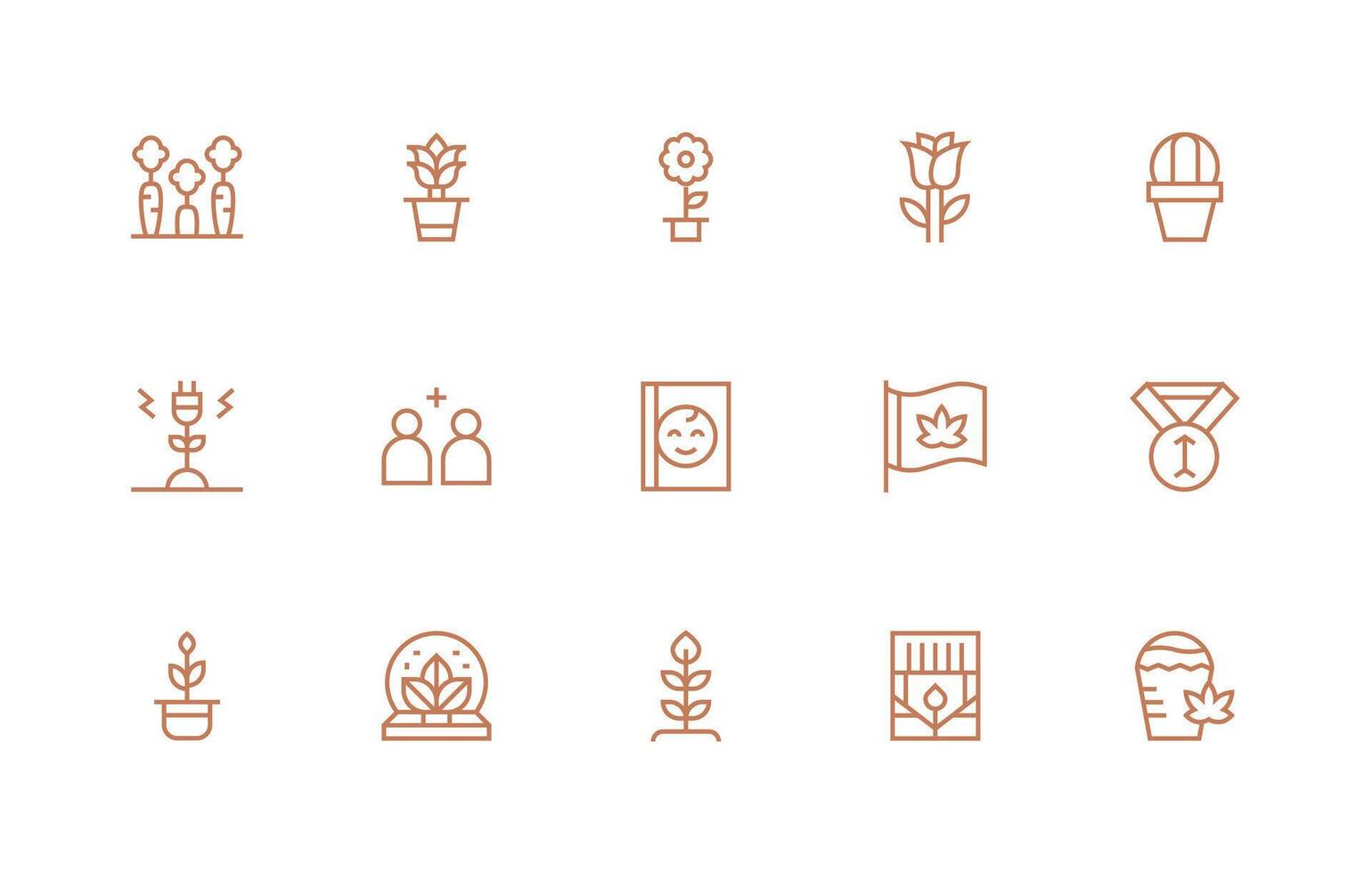Growing featuring 15 Icons in Regular Line Design Fully Editable Icon Set for Web vector