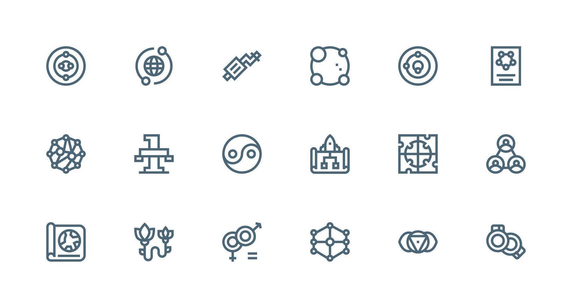 18 Strong Stroke Line Designs for Interconnected Icons User Interface Icons for Digital Products vector