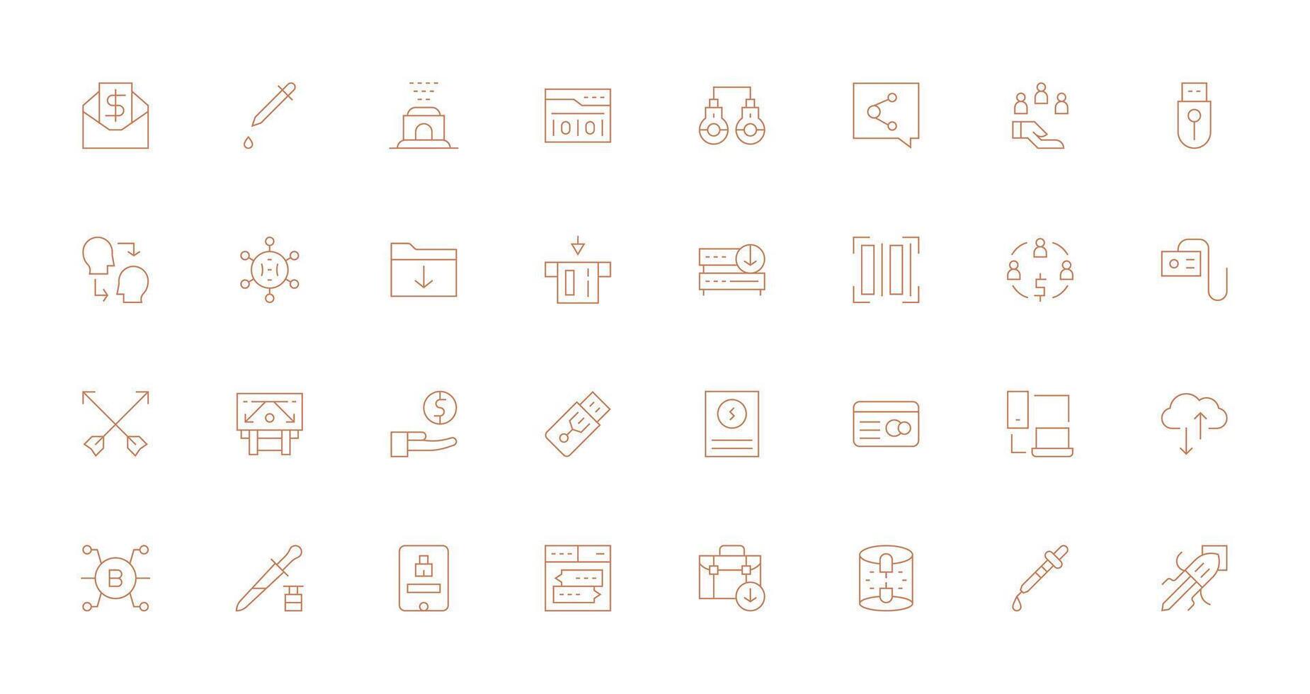 32 Icons for Transfer in Thin Line Format Optimized Icon Pack for Digital Products vector