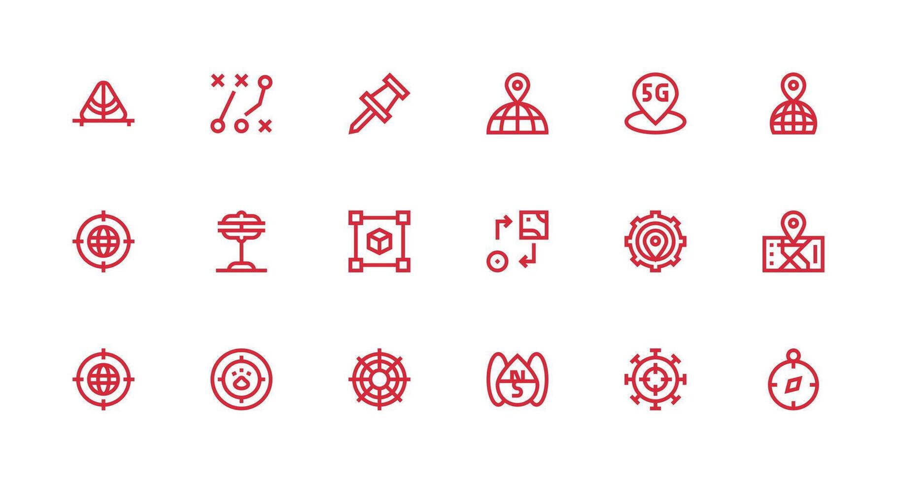 Positioning Visual Pack containing 18 Strong Stroke Line Icons Web Icon Collection vector