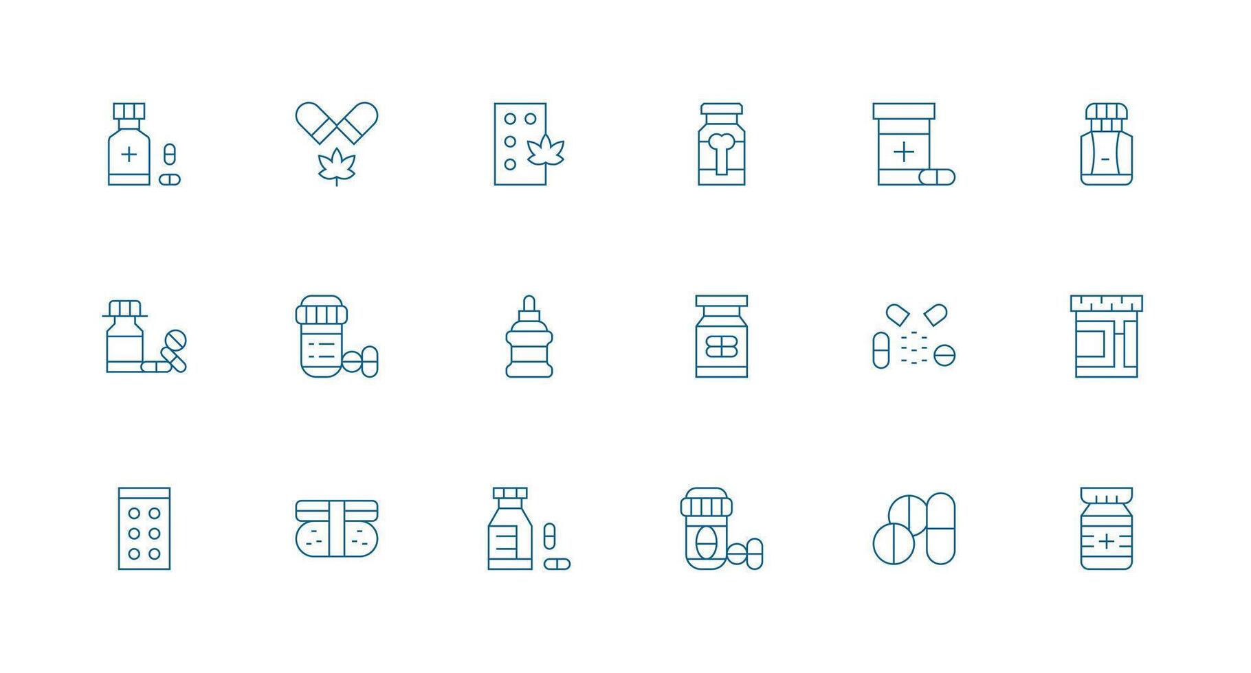 18 Minimal Line Icons for Pills Graphics Full Icon Library for UI Designers vector