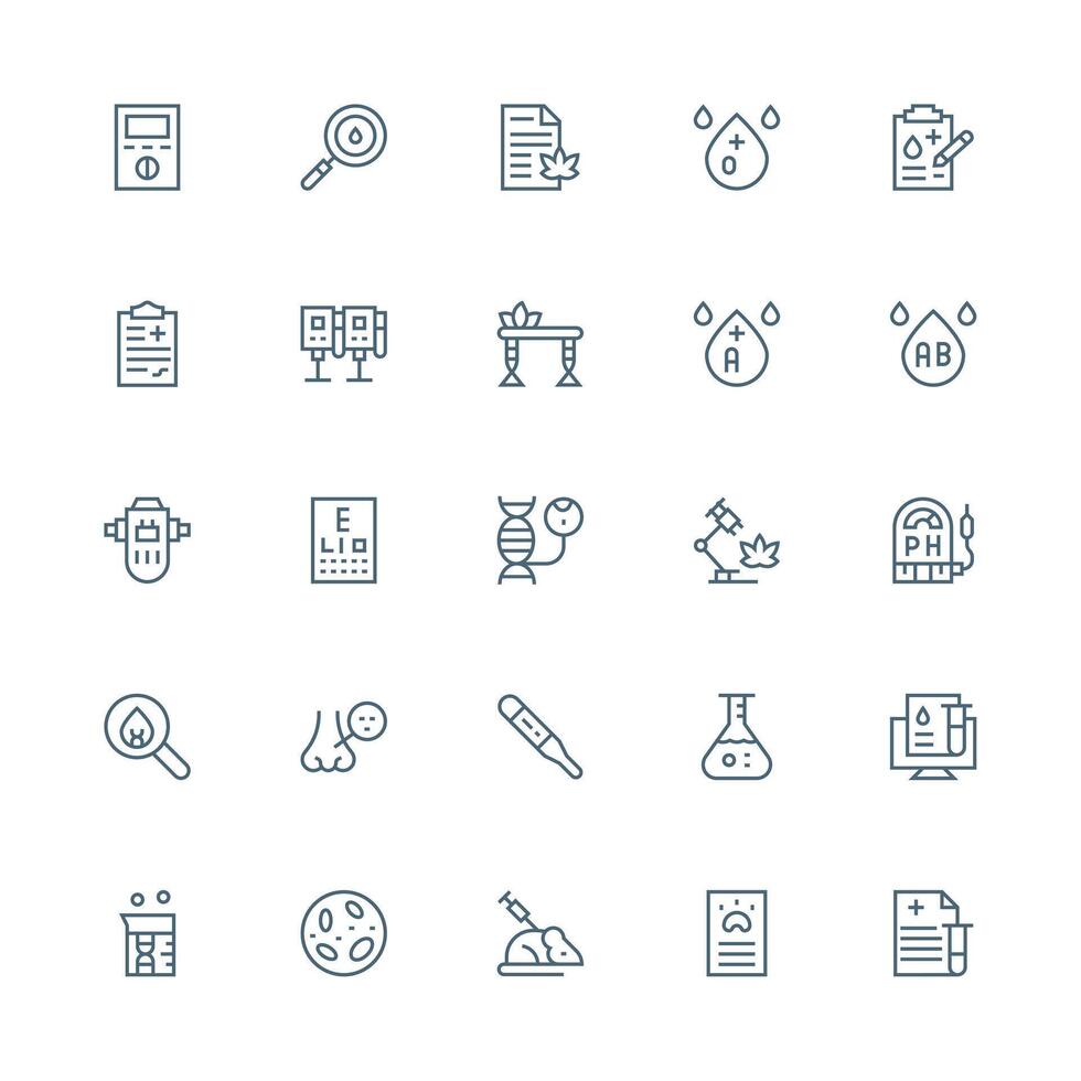 Testing Visual Pack containing 25 Medium Stroke Outline Icons Minimal Icon Set for Interface Projects vector