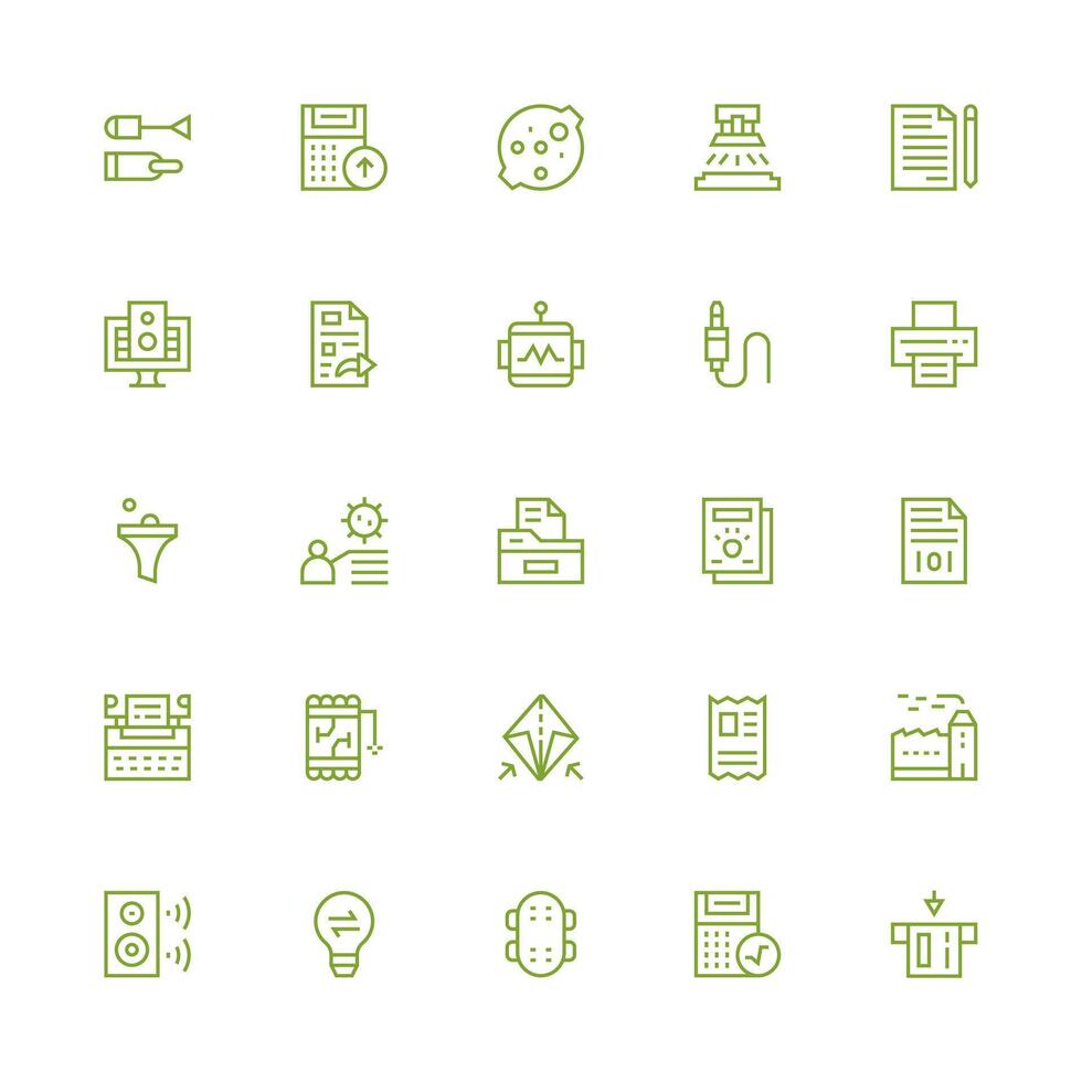 25 Medium Stroke Outline Icons for Output Graphics Flexible Icon System for Web Interfaces vector