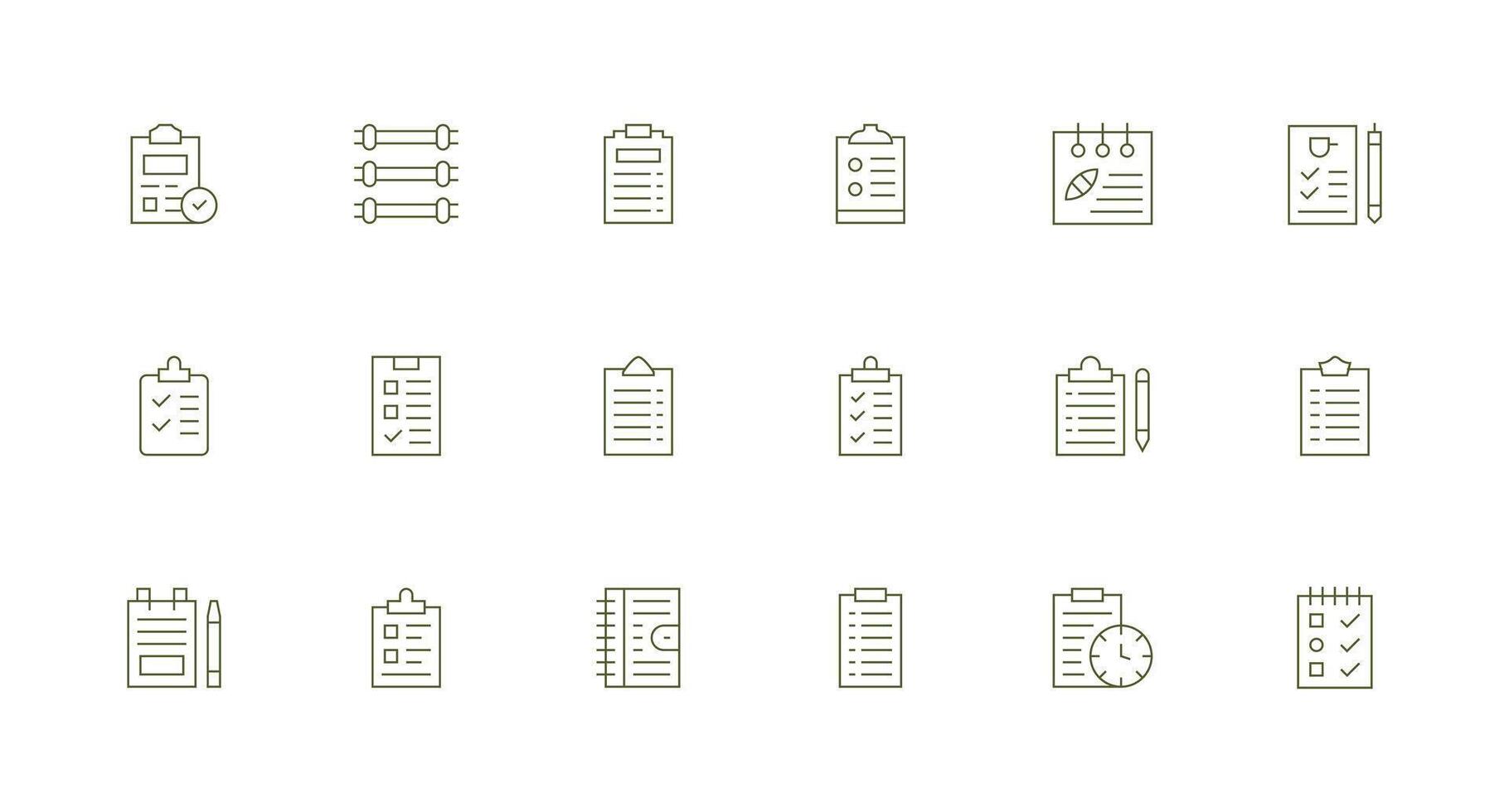 ToDo List Icon Collection with 18 Minimal Line Designs Organized Pack for Project Assets vector
