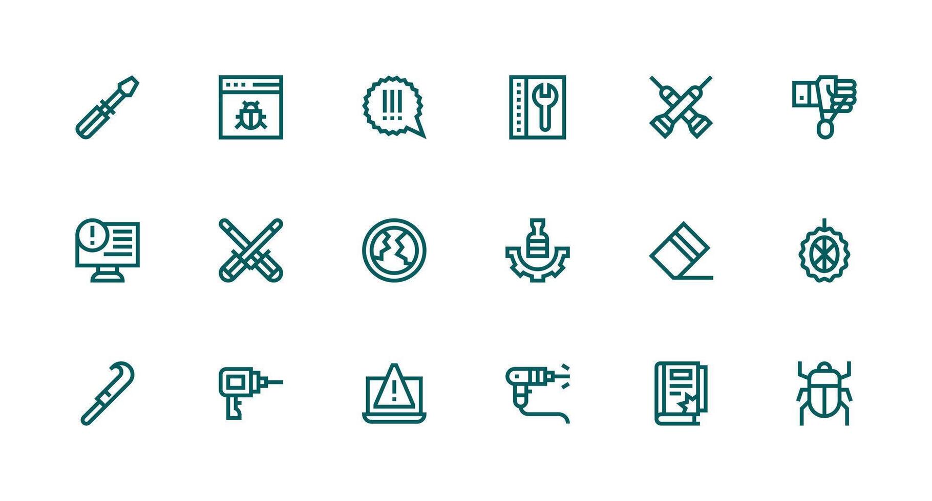 Fix Design Icons featuring 18 in Strong Stroke Line Style Detailed Icon Collection for Design Systems vector