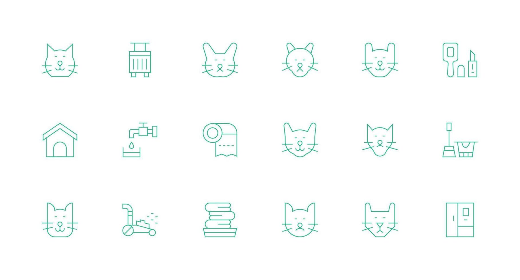 Minimal Line Style Domestic Icons with 18 Vectors Flexible Icon System for Web Interfaces