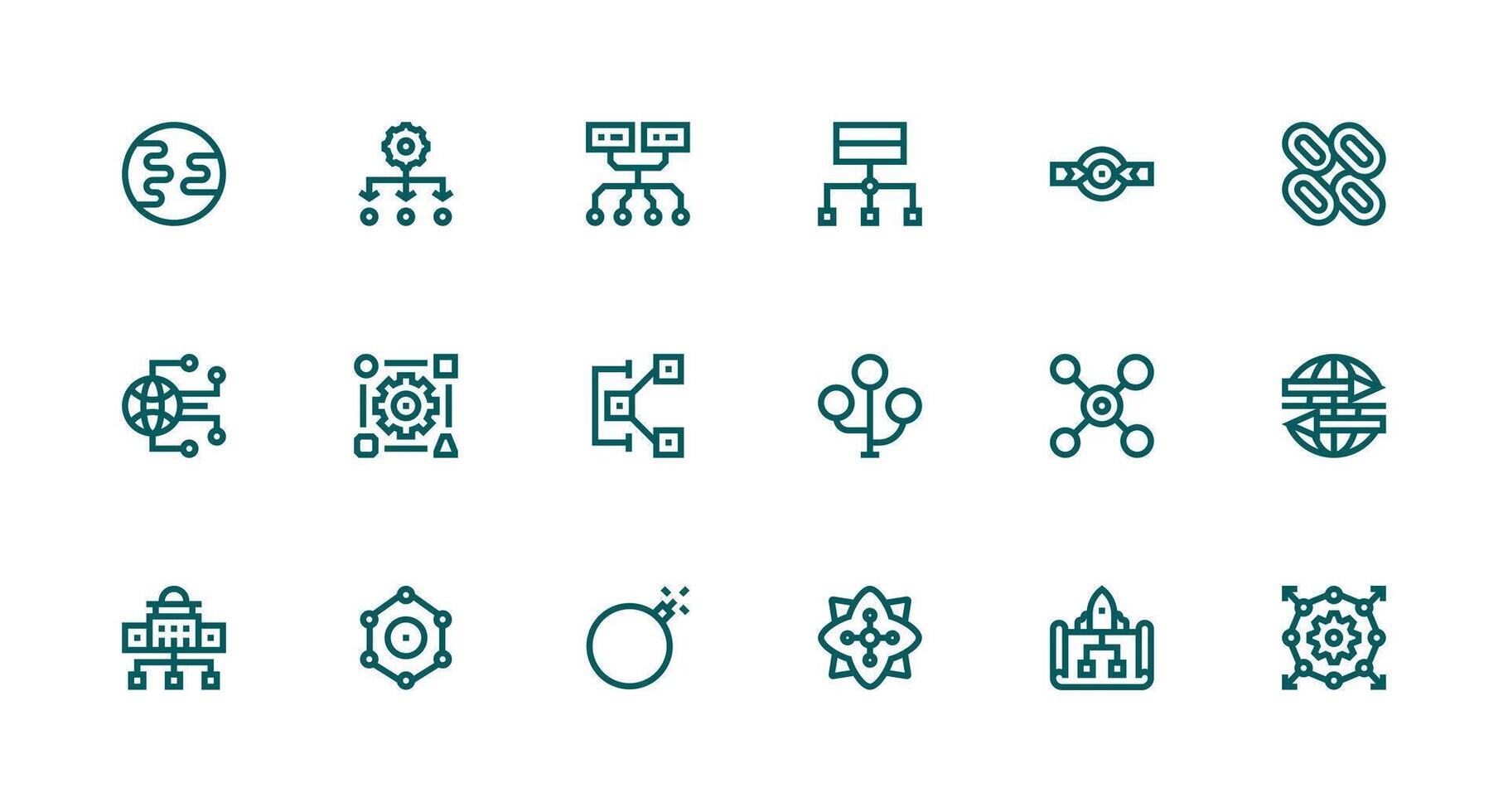 Dataflow including 18 Strong Stroke Line Illustrations Clean Icon Set Icon Pack for UI Projects vector