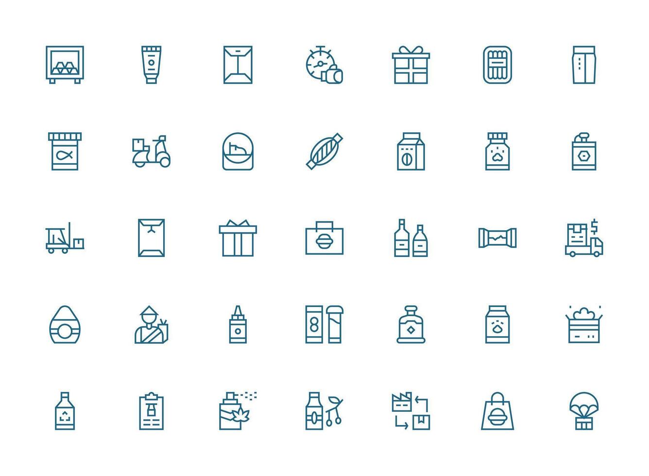 35 Regular Clean Line Style Icons from Package Collection Optimized Icon Pack for Digital Products vector