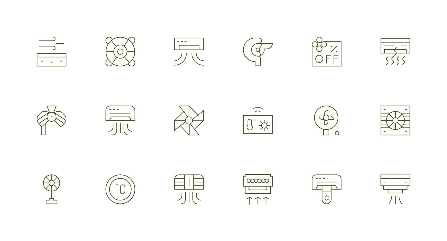 Cooling Icon Collection with 18 Minimal Line Designs Dashboard Icon Series vector