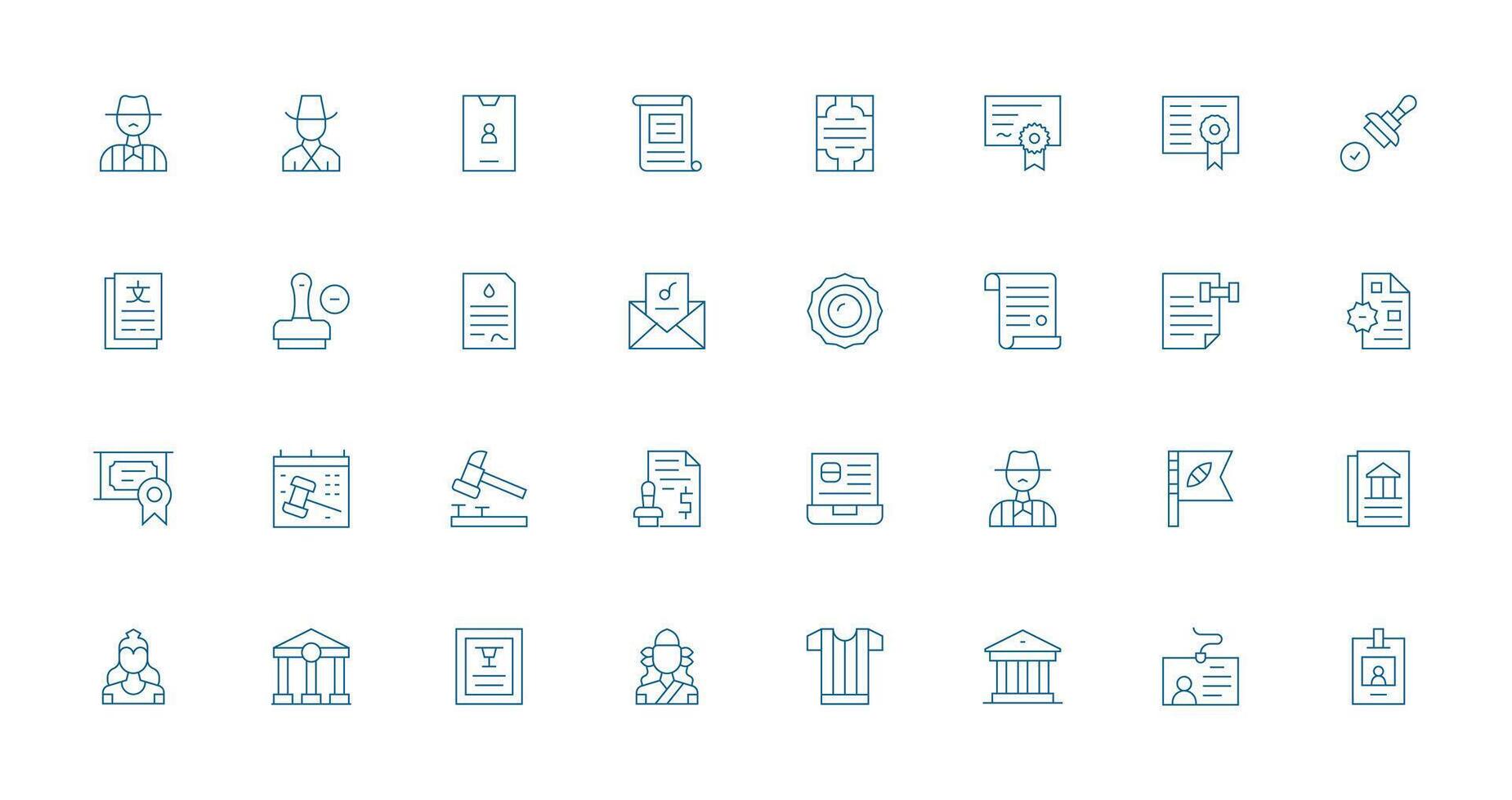 32 Thin Line Icons for Official Graphics Theme-Based Icon Pack vector