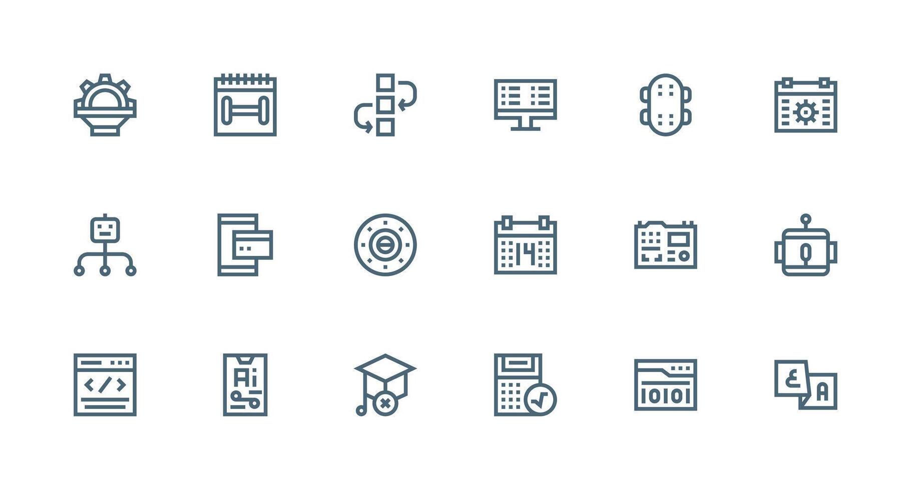Program Design Icons featuring 18 in Strong Stroke Line Style Basic Icon Series vector