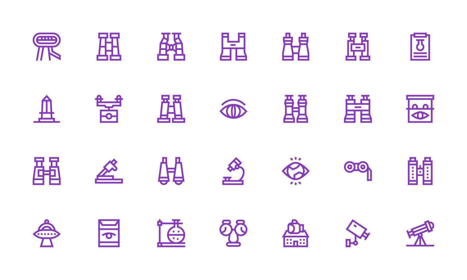 28 Bold Line Vectors for Observation Theme Clean Set for Layout Prototypes