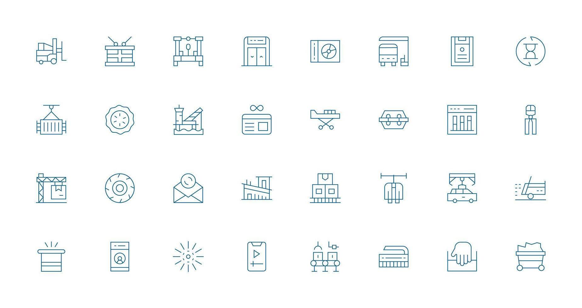 Loading Set with 32 Thin Line Icons Clean Icon Collection for Web Use vector