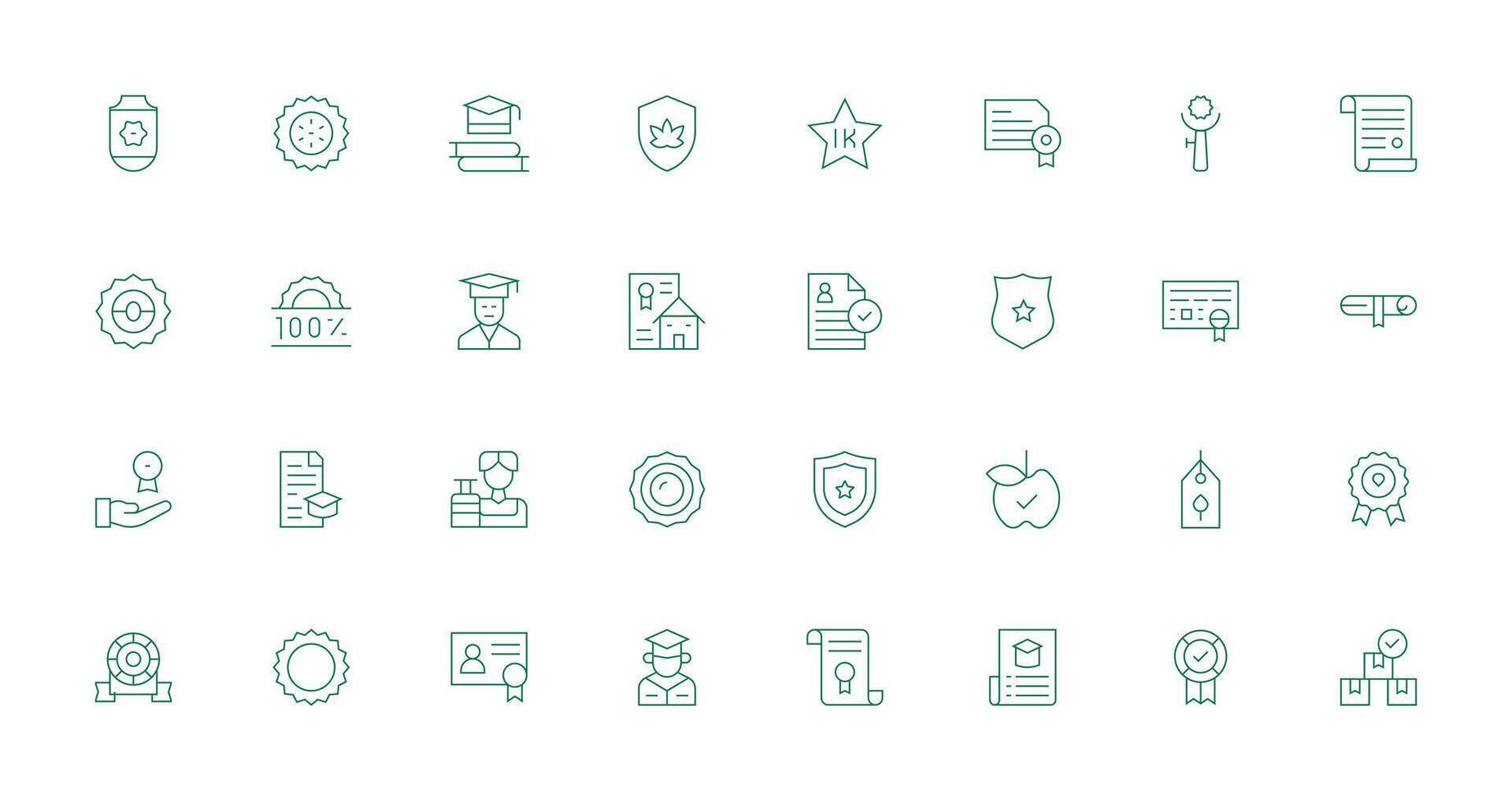 32 Icons for Certification in Thin Line Format Icon Pack vector