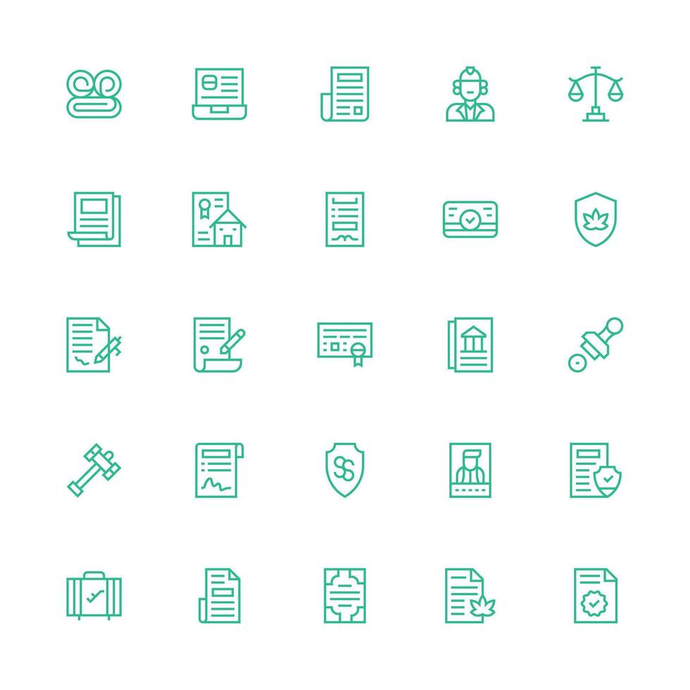 25 Icons for Legal in Medium Stroke Outline Format Flexible Icon System for Web Interfaces vector