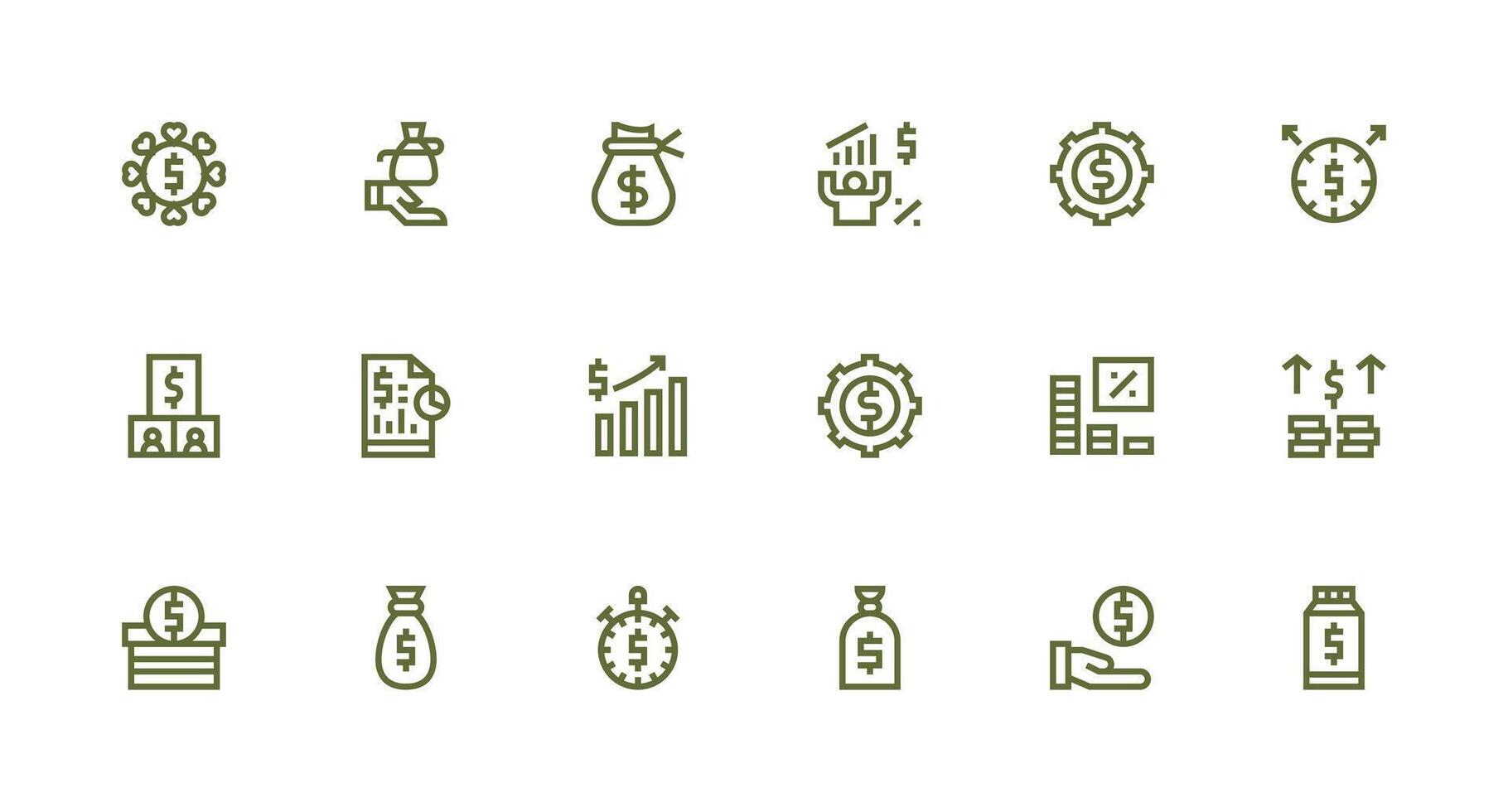 Earnings featuring 18 Icons in Strong Stroke Line Design Interface Icon Collection for Daily Projects vector