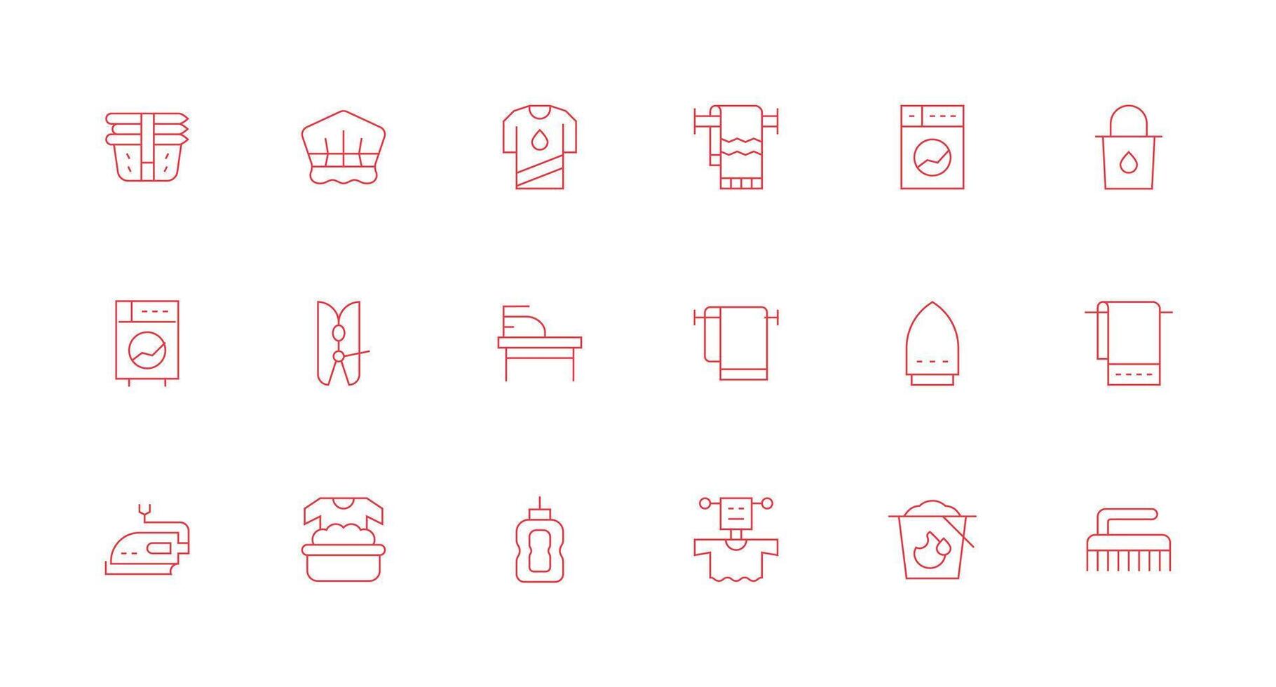 Laundry featuring 18 Icons in Minimal Line Design Functional Icon Series vector