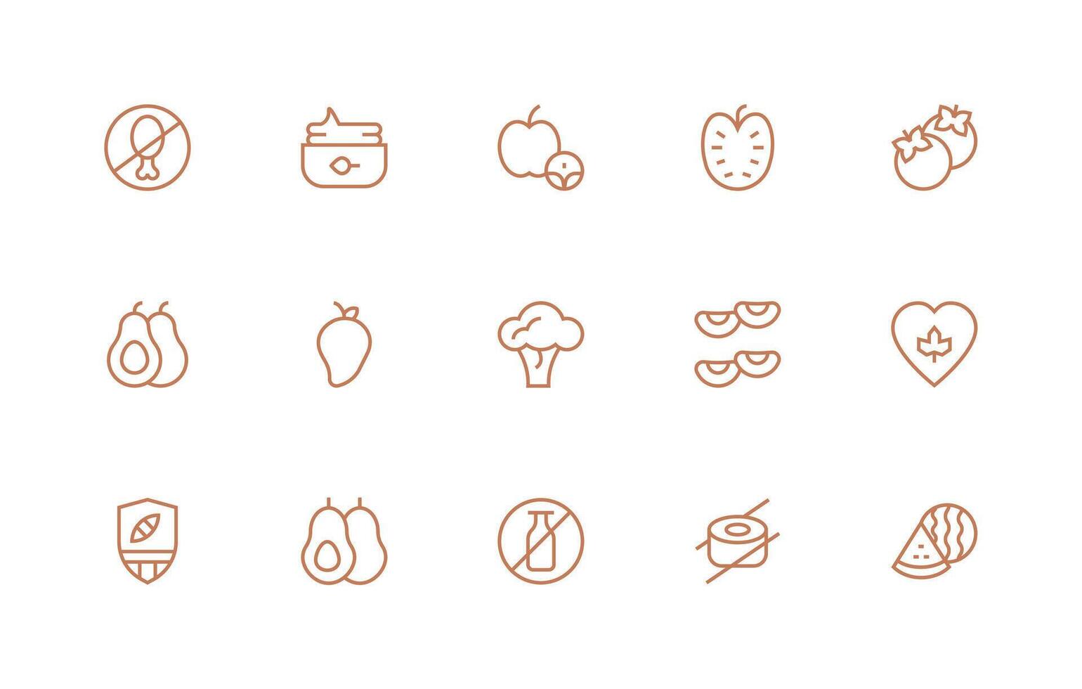 Vegan Design Icons featuring 15 in Regular Line Style Icons Built for Visual Consistency Pack vector