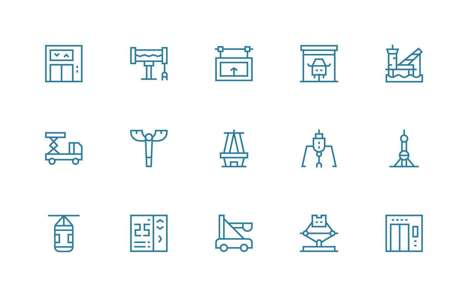15 Icons for Lift in Regular Line Format Simplified Icon Pack for Visual Tools vector