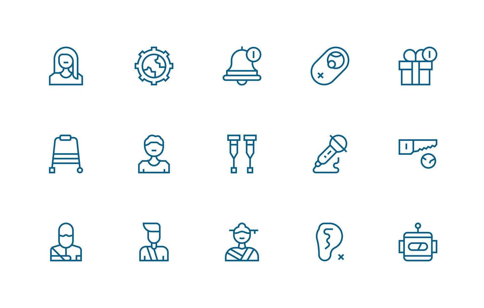 15 Regular Line Style Icons from Disabled Collection Functional Icon Series vector