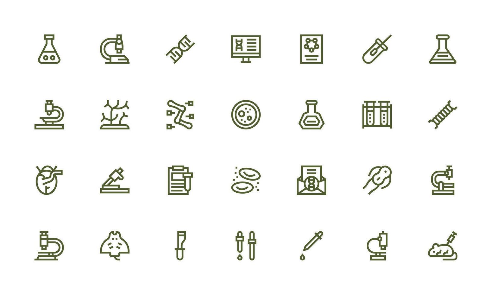 Biology Design Icons featuring 28 in Bold Line Style Sharp Icons for Presentations vector
