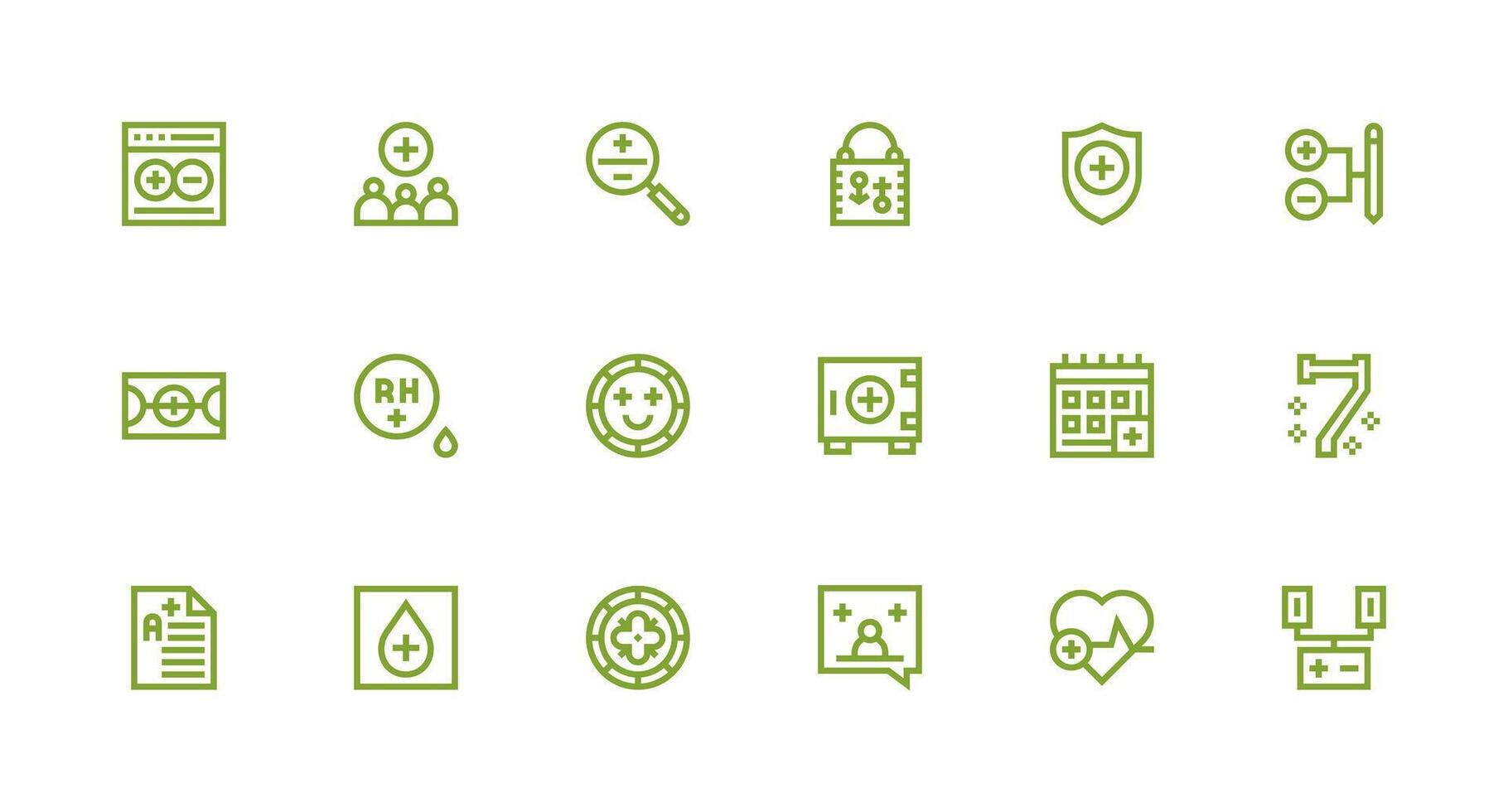 Plus Visual Pack containing 18 Strong Stroke Line Icons Simple Icons for Interface and Wireframes vector