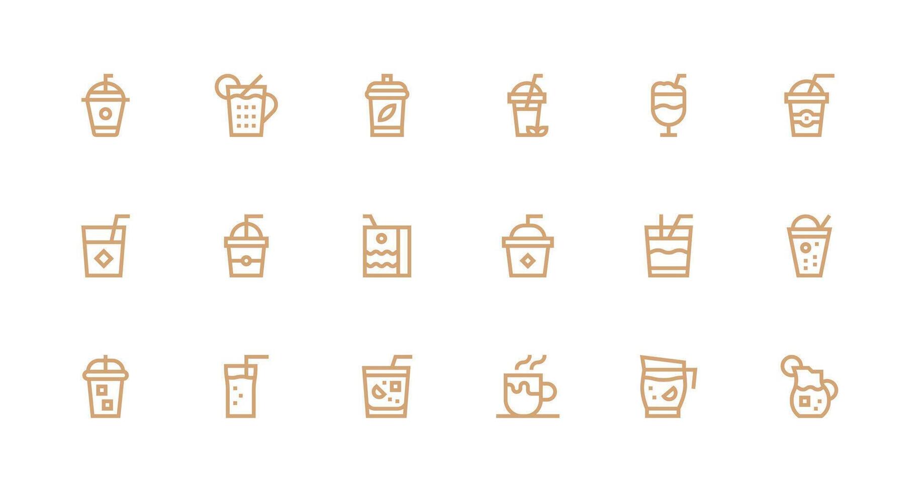 Iced Tea including 18 Strong Stroke Line Illustrations Scalable Icons for Cross-Platform Interfaces vector