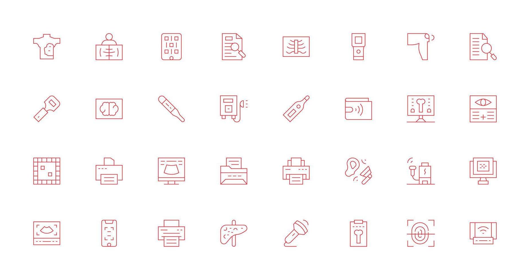 32 Icons for Scan in Thin Line Format Multi-Purpose Icon Set vector