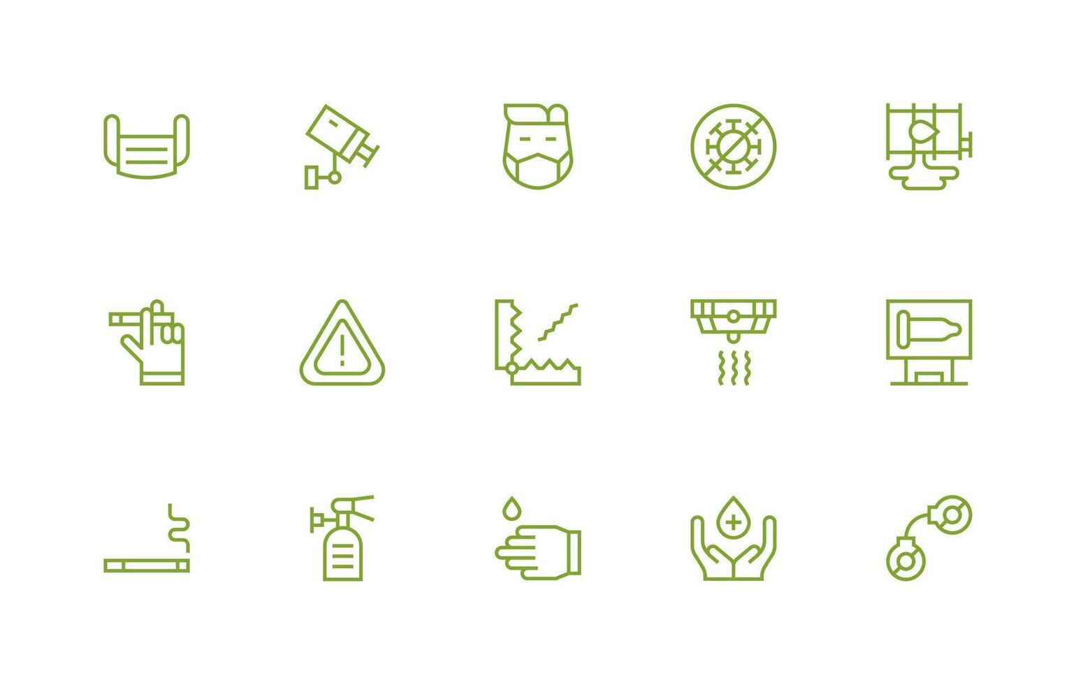 15 Regular Line Vectors for Prevention Theme Scalable Icons for All Themes