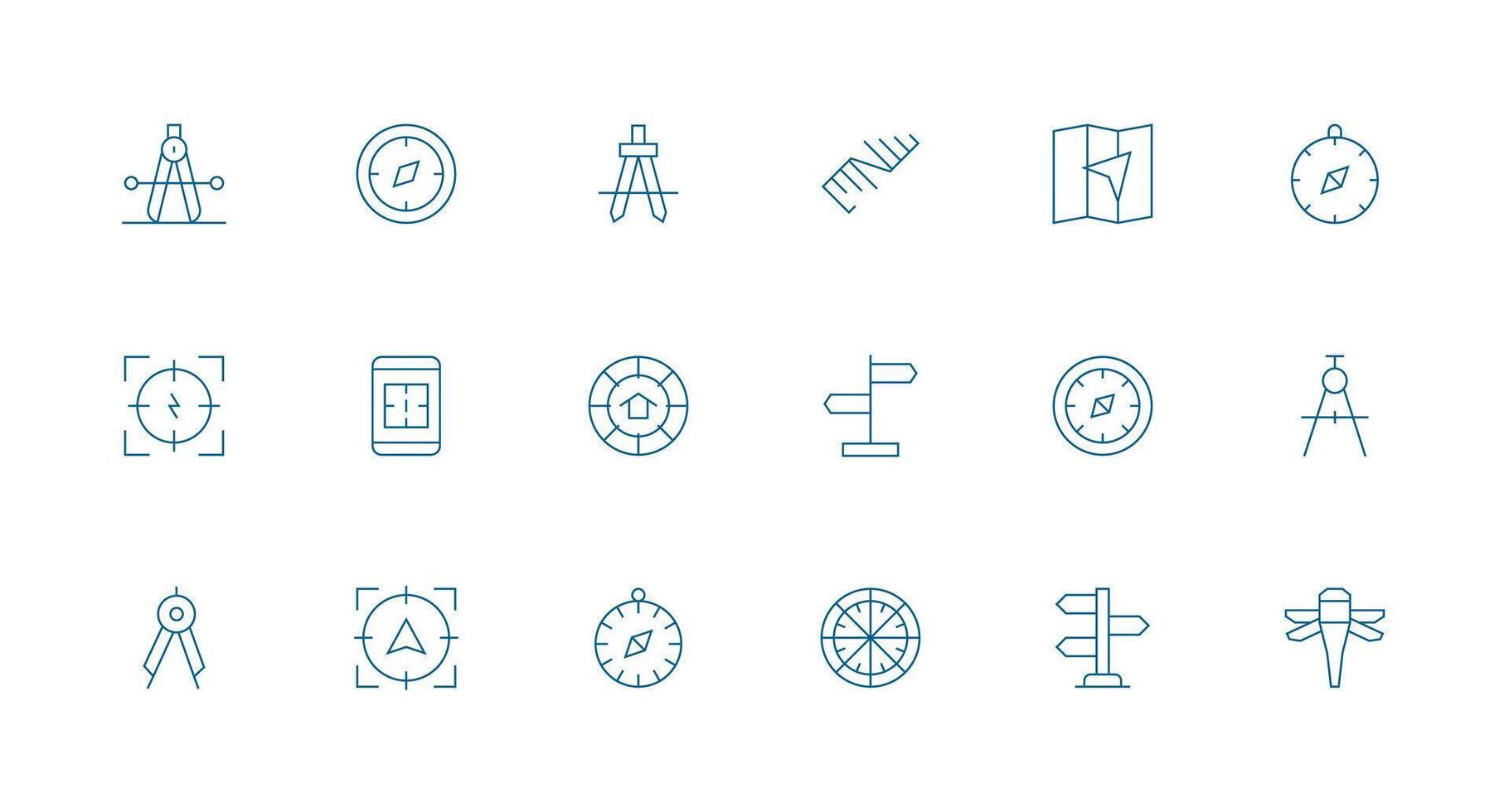 Minimal Line Icons from Compass Set with 18 Vectors Sharp Icons for Presentations