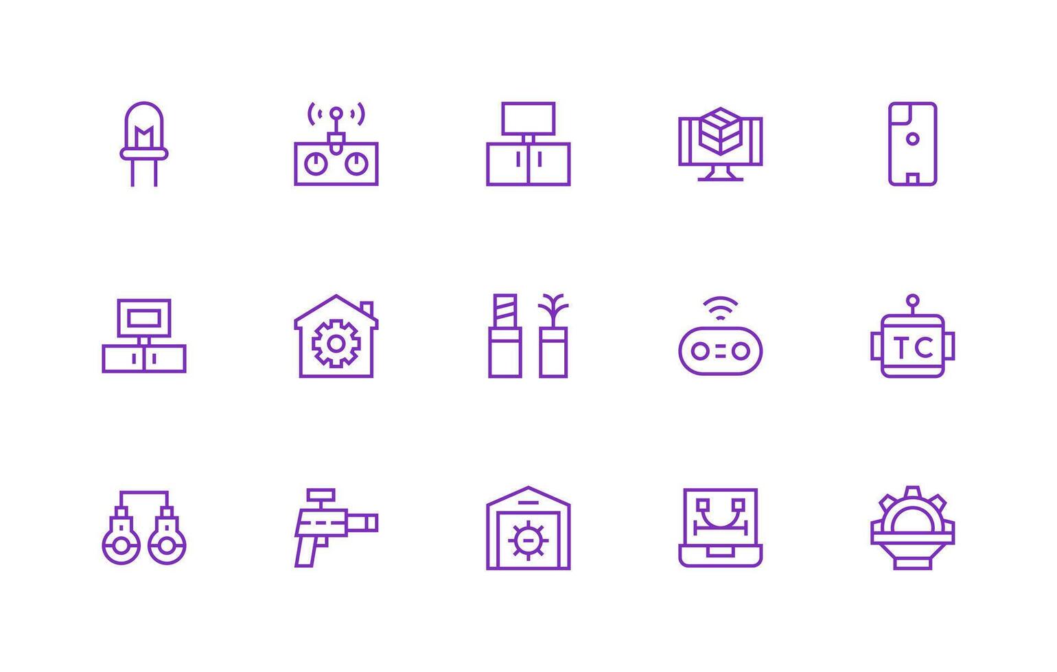 15 Regular Line Designs for Tech Icons Basic Icon Series vector