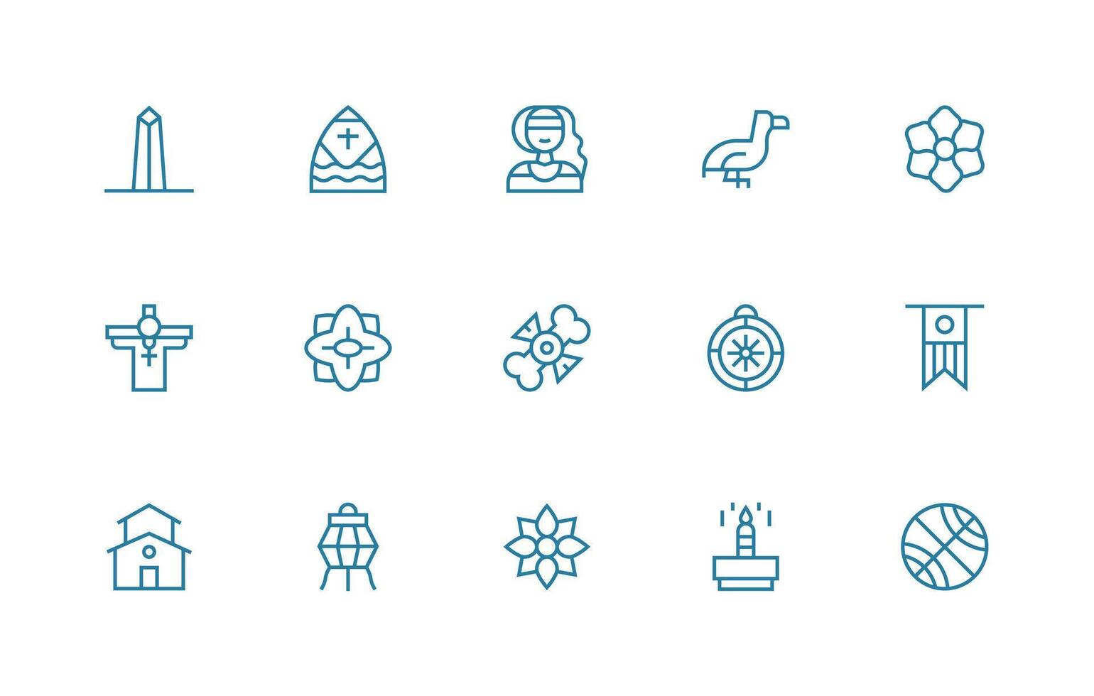 Symbolism Icon Set with 15 Regular Line Graphics Icon Set for Apps vector