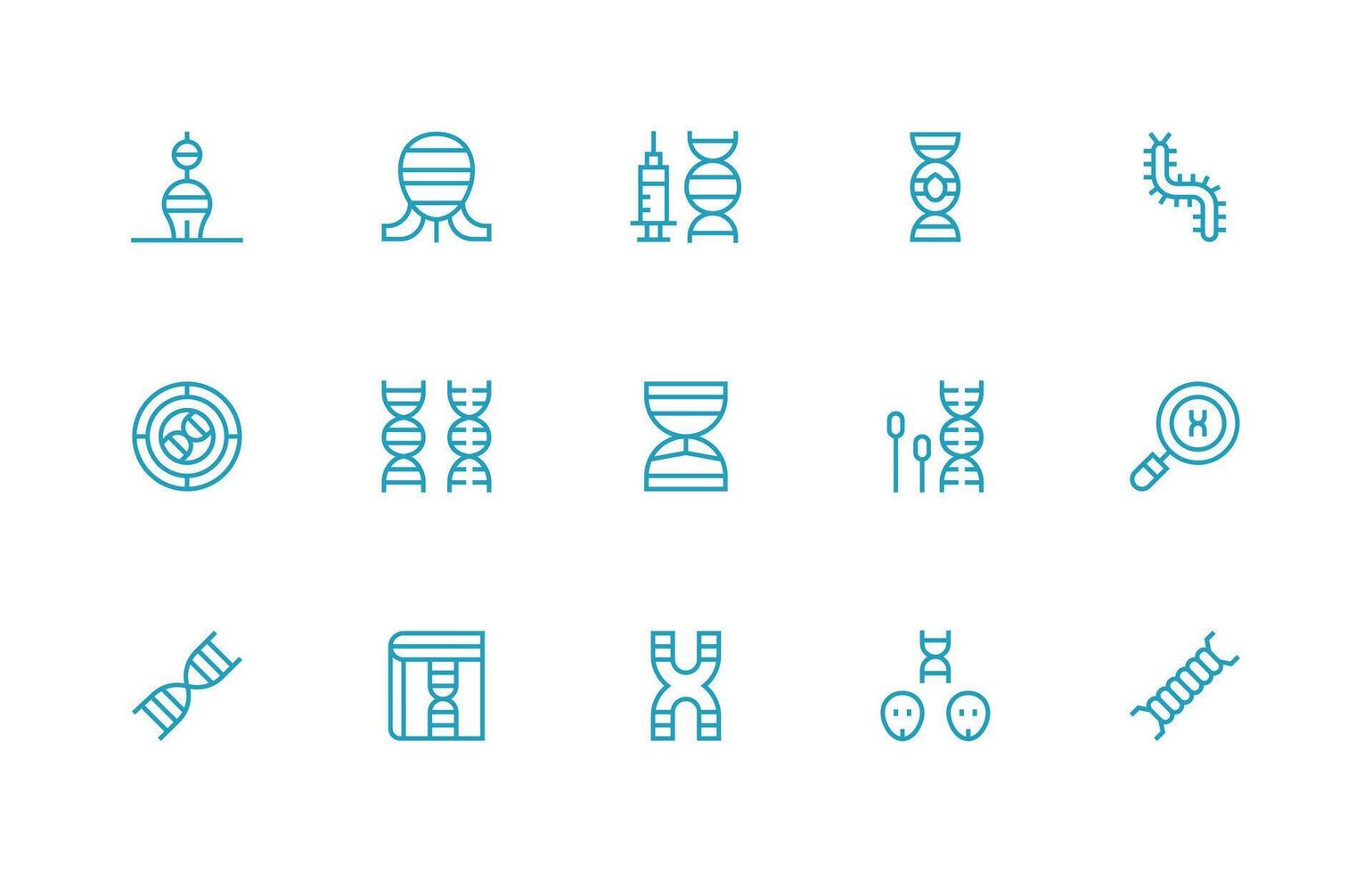 Chromosome featuring 15 Icons in Regular Line Design Organized Pack for Project Assets vector